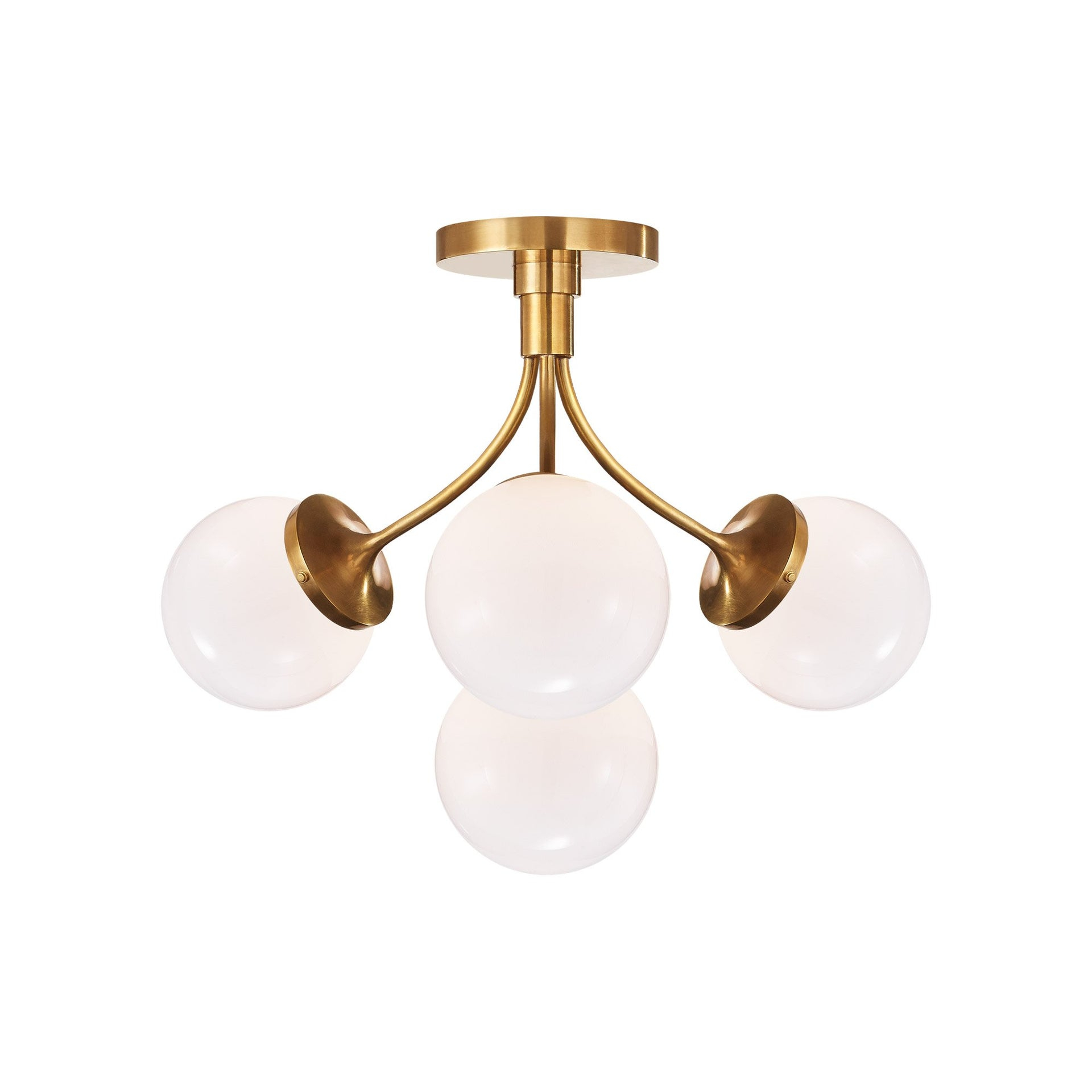 Prescott Soft Brass 4-Light Globe Semi Flush Mount