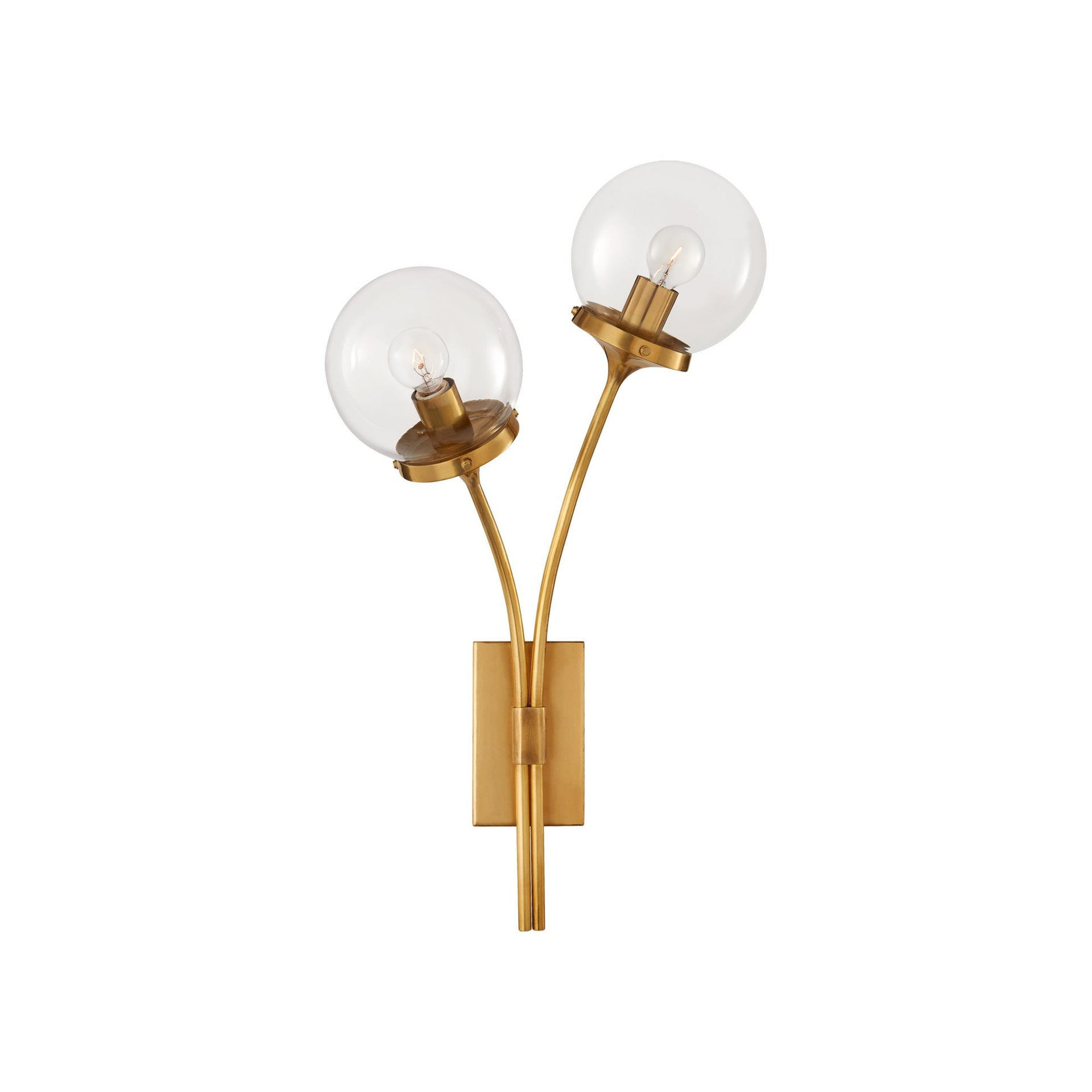 Prescott Dimmable Brass Sconce with Clear Glass Shades