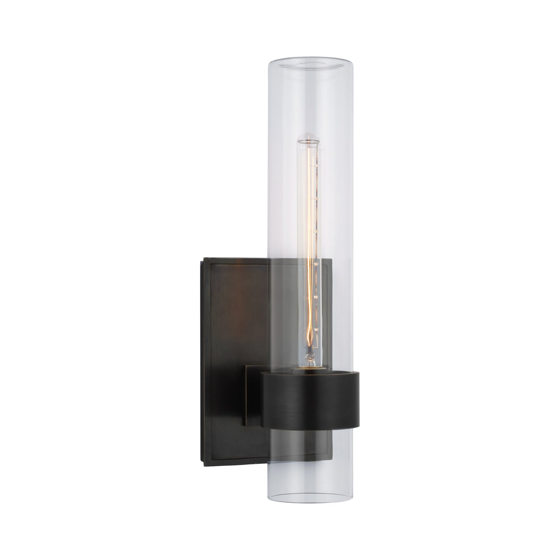 Presidio Modern Industrial 18" Bronze and Black Outdoor Wall Sconce