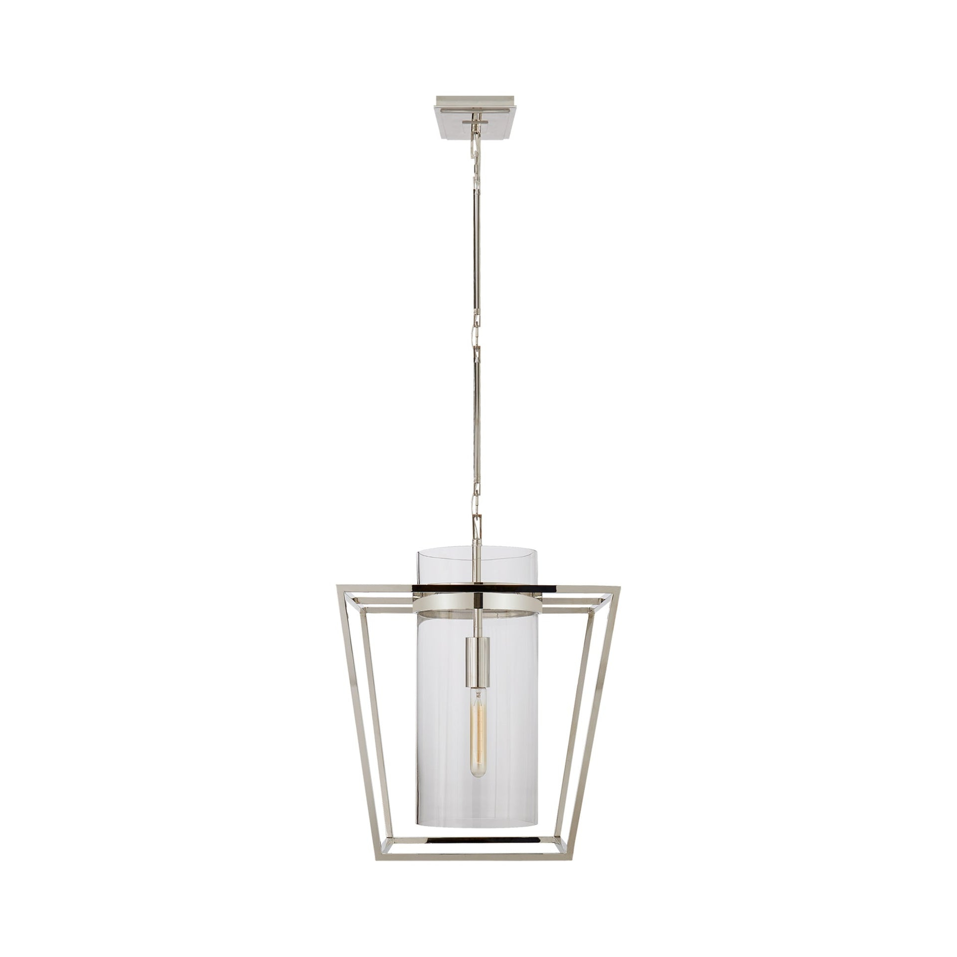 Presidio Elegance 23" Polished Nickel & Glass Indoor/Outdoor Pendant