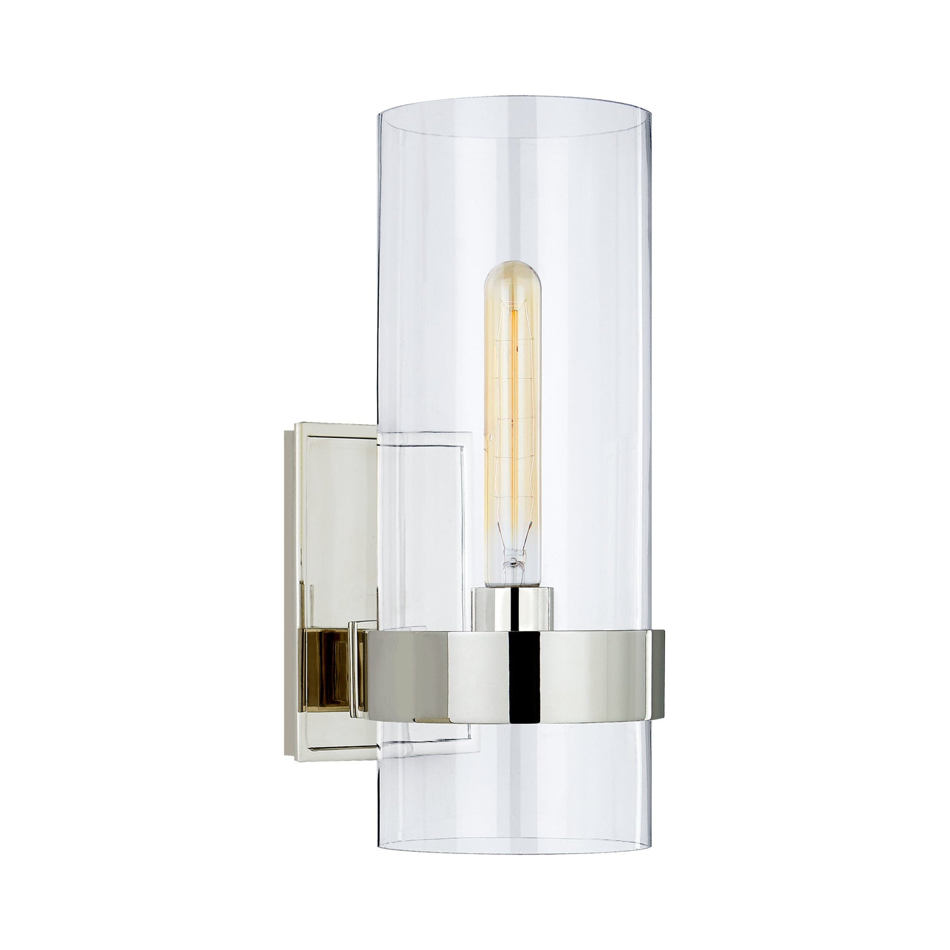 Presidio Polished Nickel 14" Direct-Wired Black Sconce