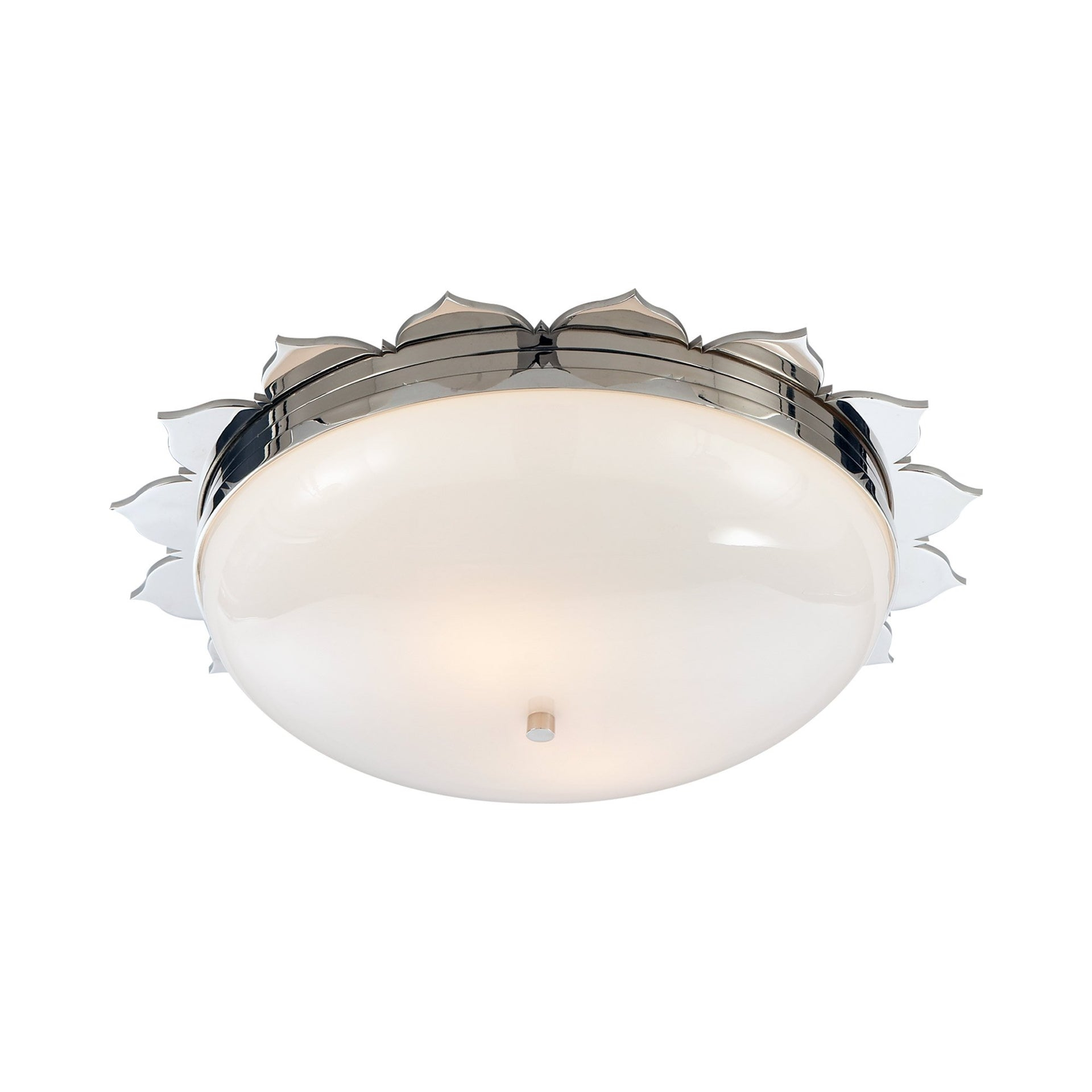 Rachel Polished Nickel Floral Flush Mount with White Glass
