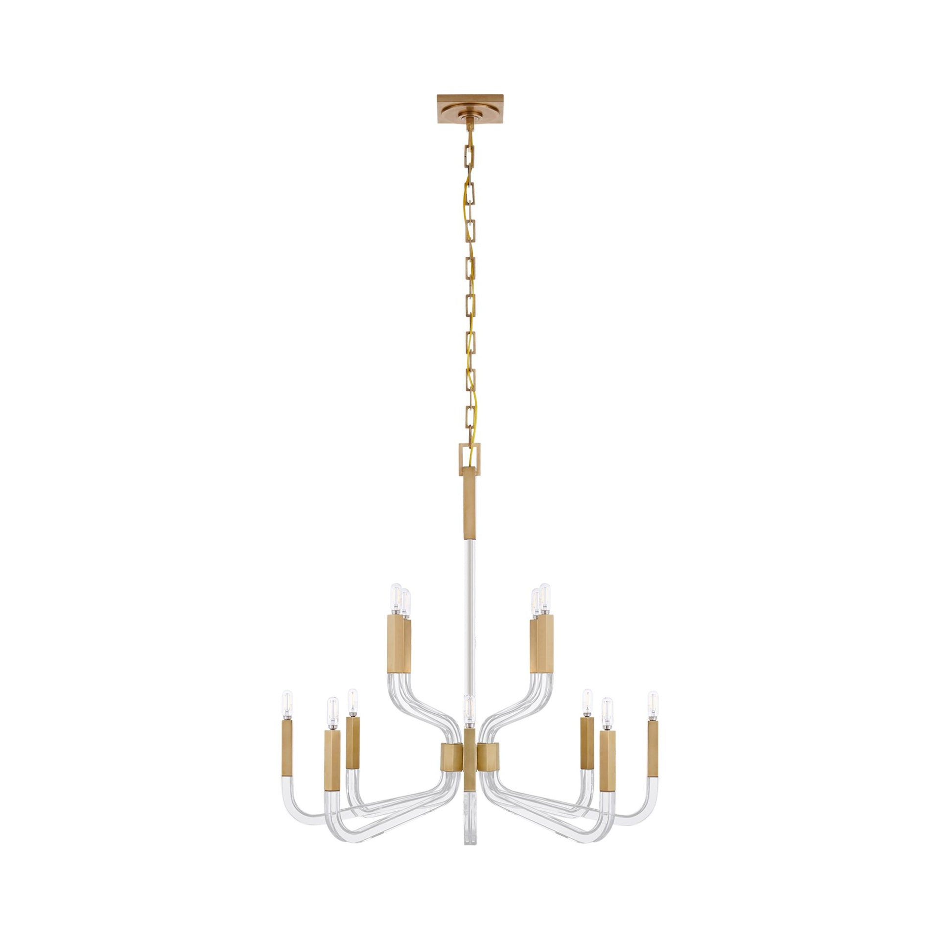 Nickel Crystal Candle 12-Light Chandelier