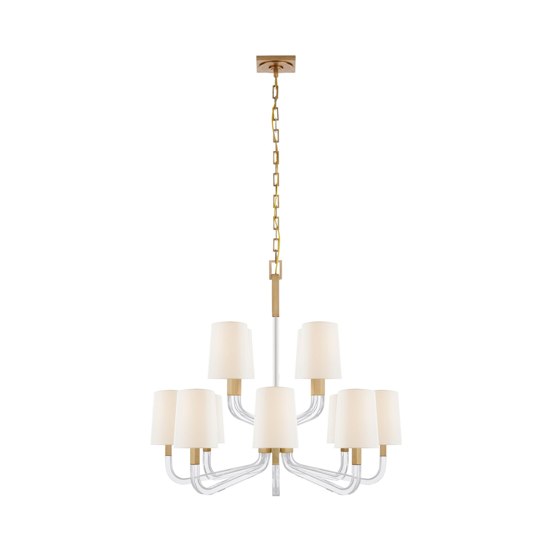 Reagan Nickel and Crystal 29.75" Plug-in Chandelier with Candle Shades