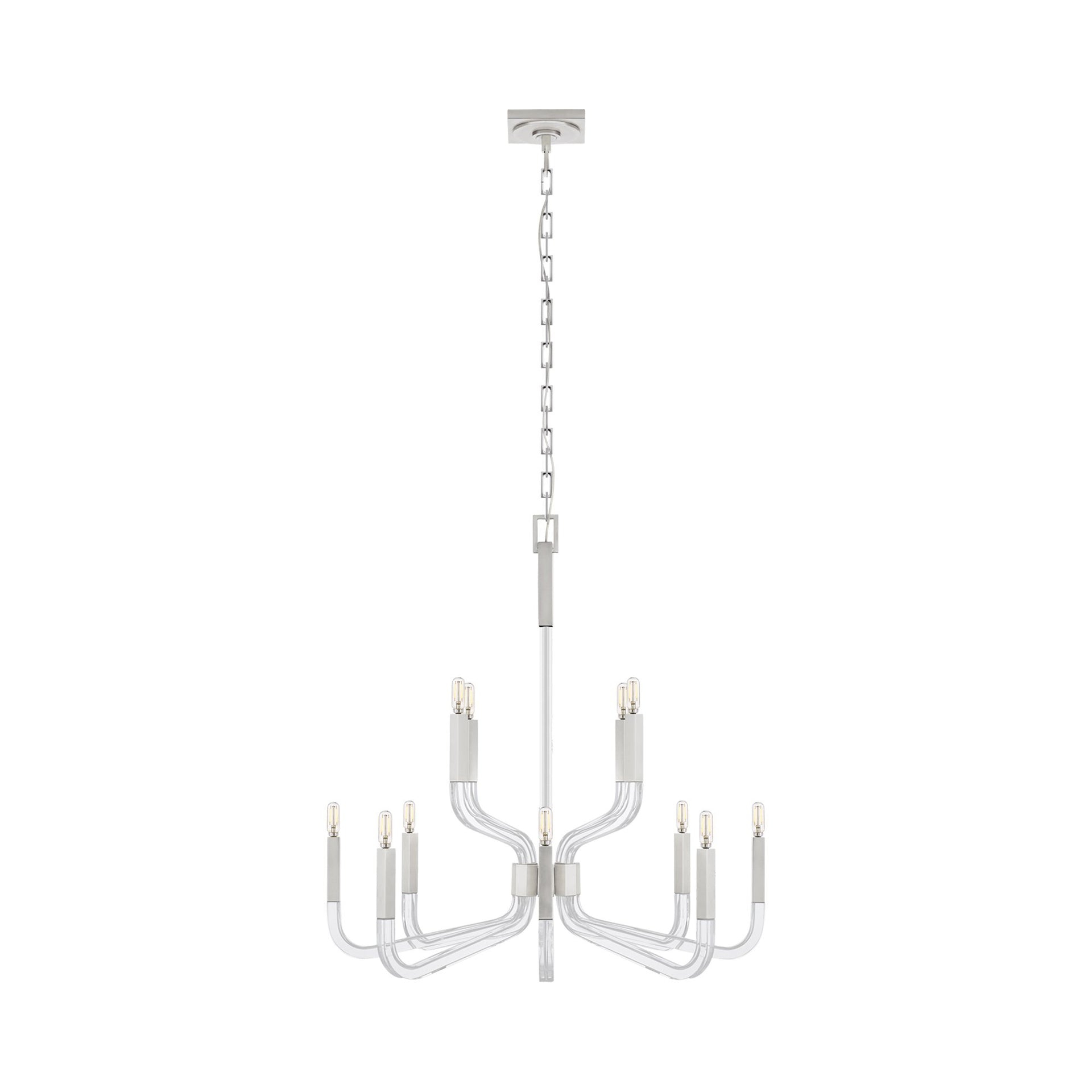Reagan Polished Nickel & Crystal 12-Light Contemporary Chandelier