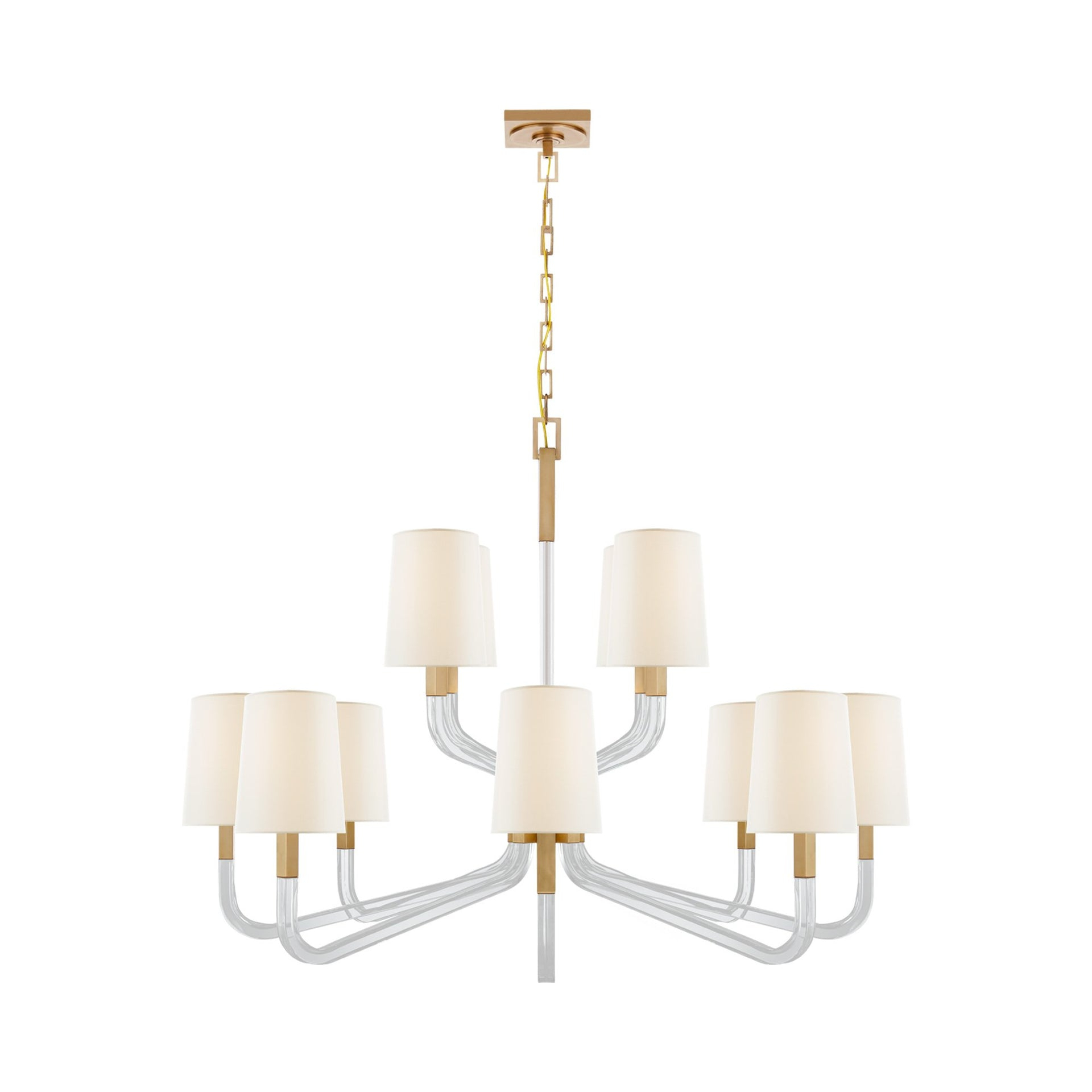 Antique-Burnished Brass and Crystal Two Tier Chandelier
