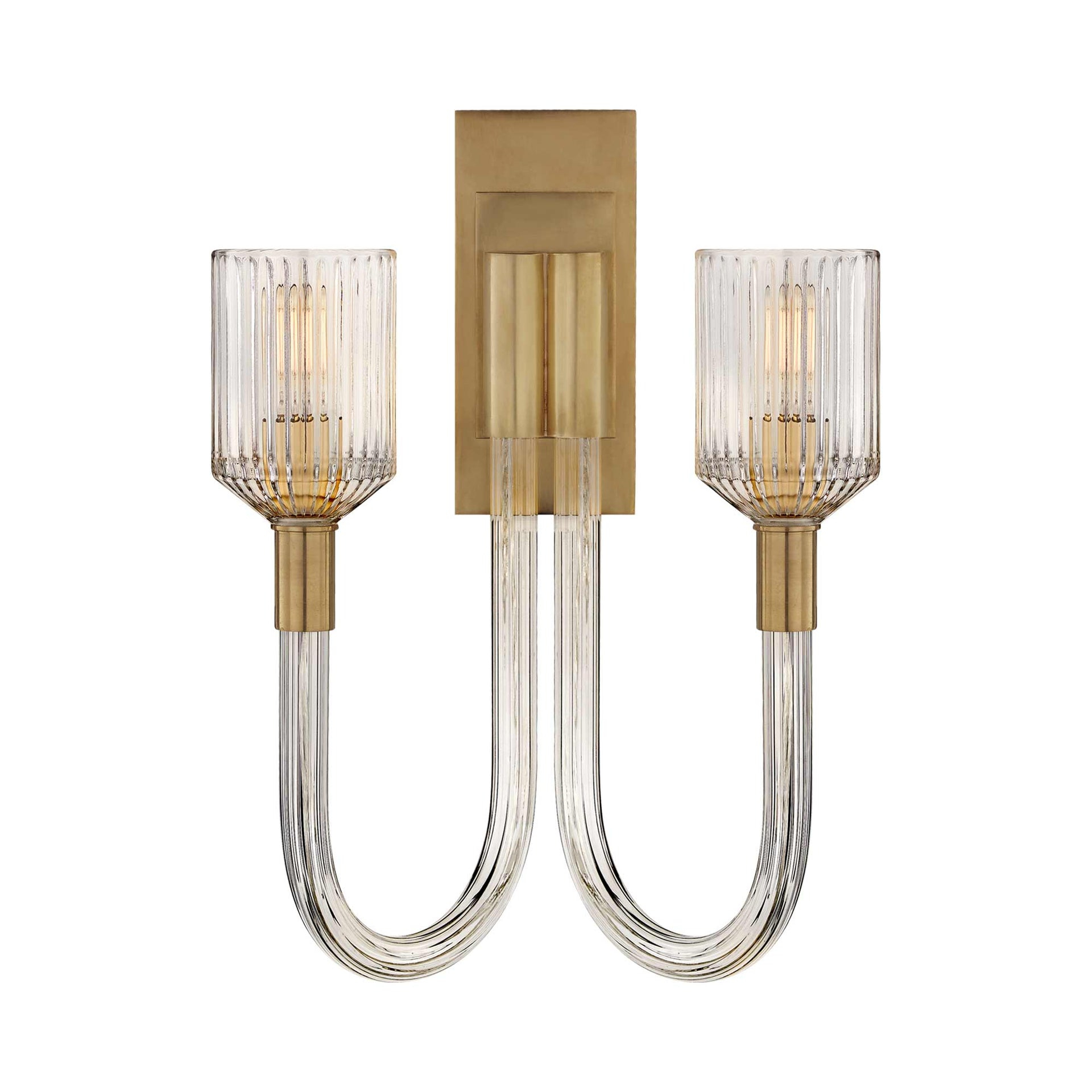 Reverie 19" Brass and Glass Double Sconce