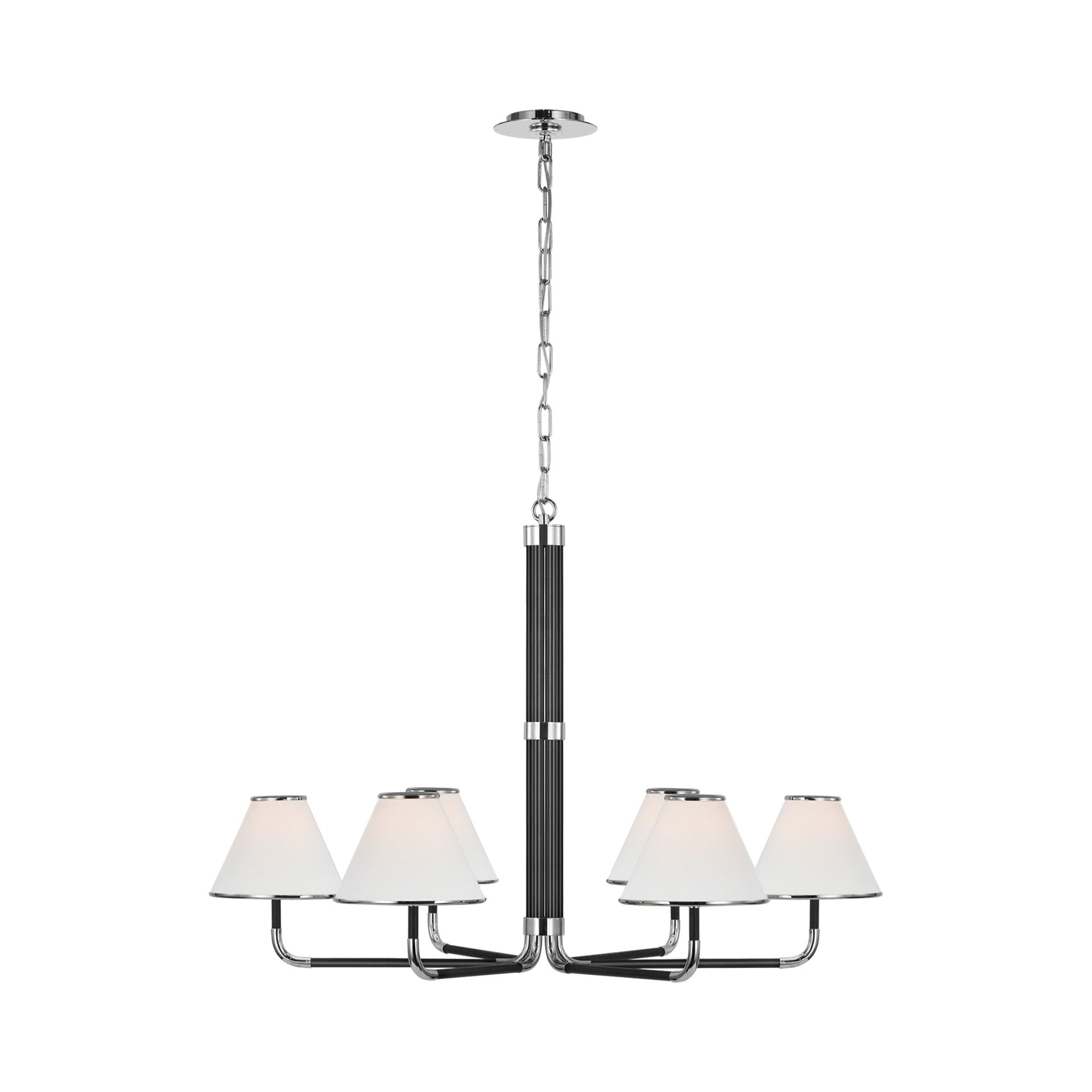 Rigby Polished Nickel and Ebony 6-Light Chandelier
