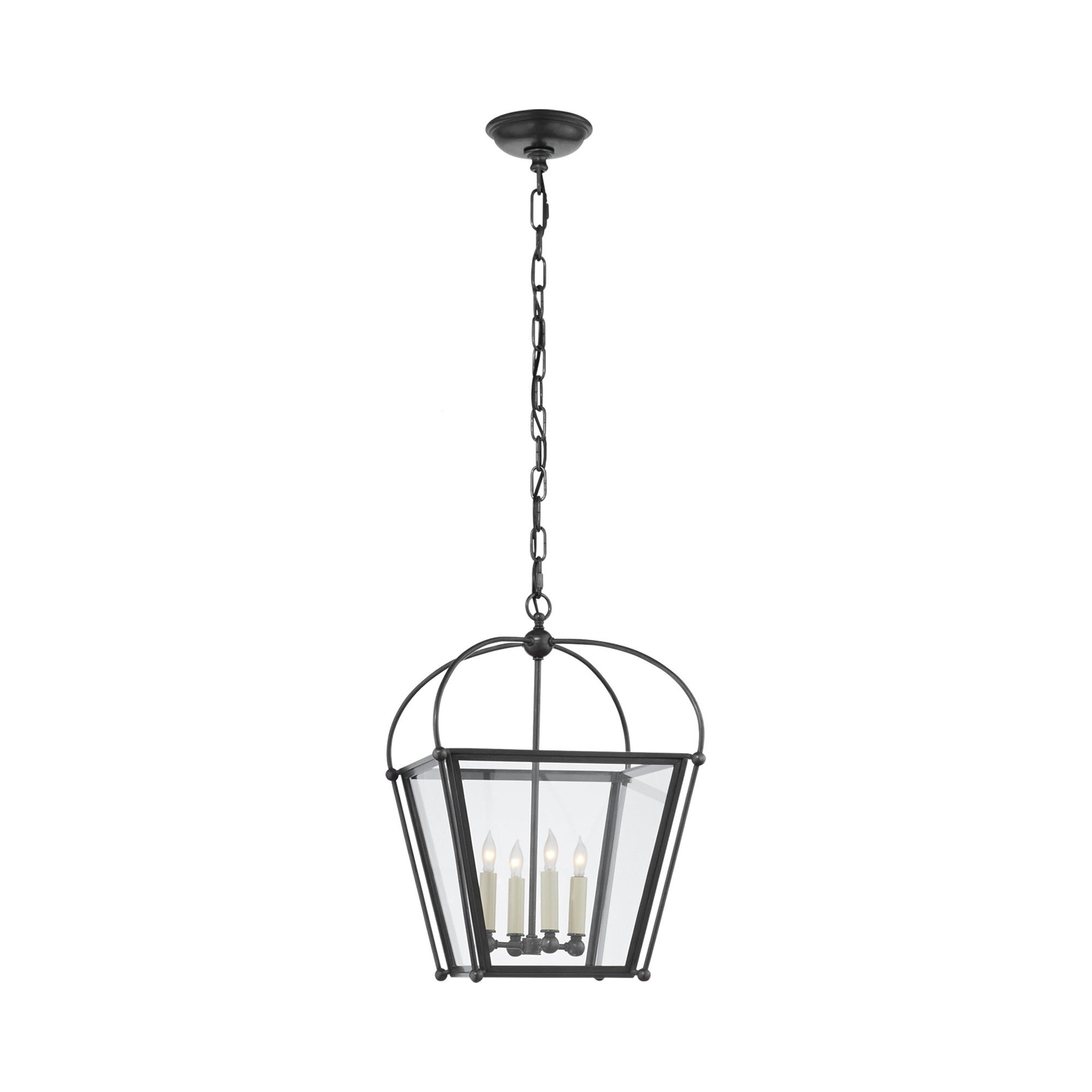 Bronze and Polished Nickel 20" Glass Lantern Light