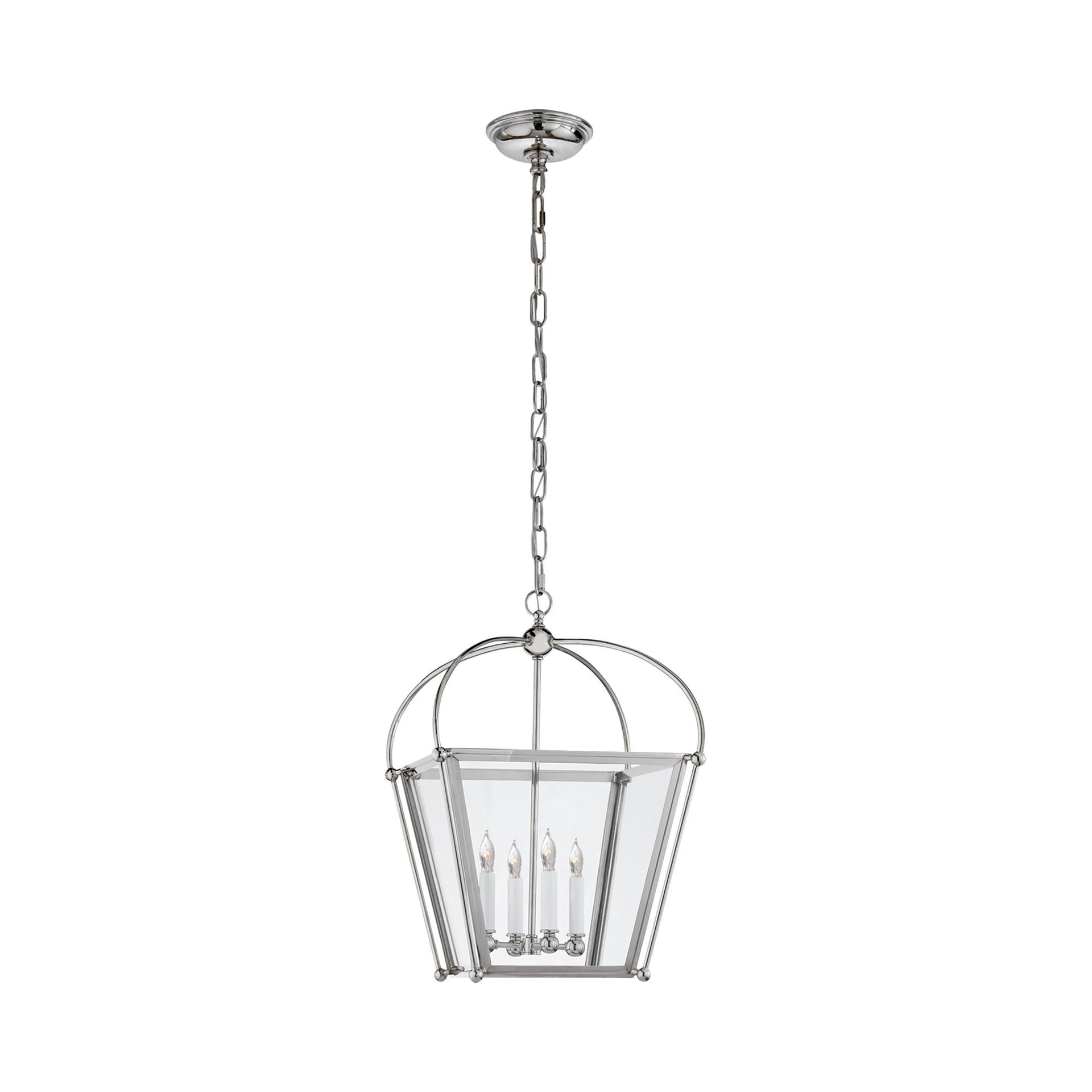 Riverside Polished Nickel Square Lantern with Clear Glass Panels