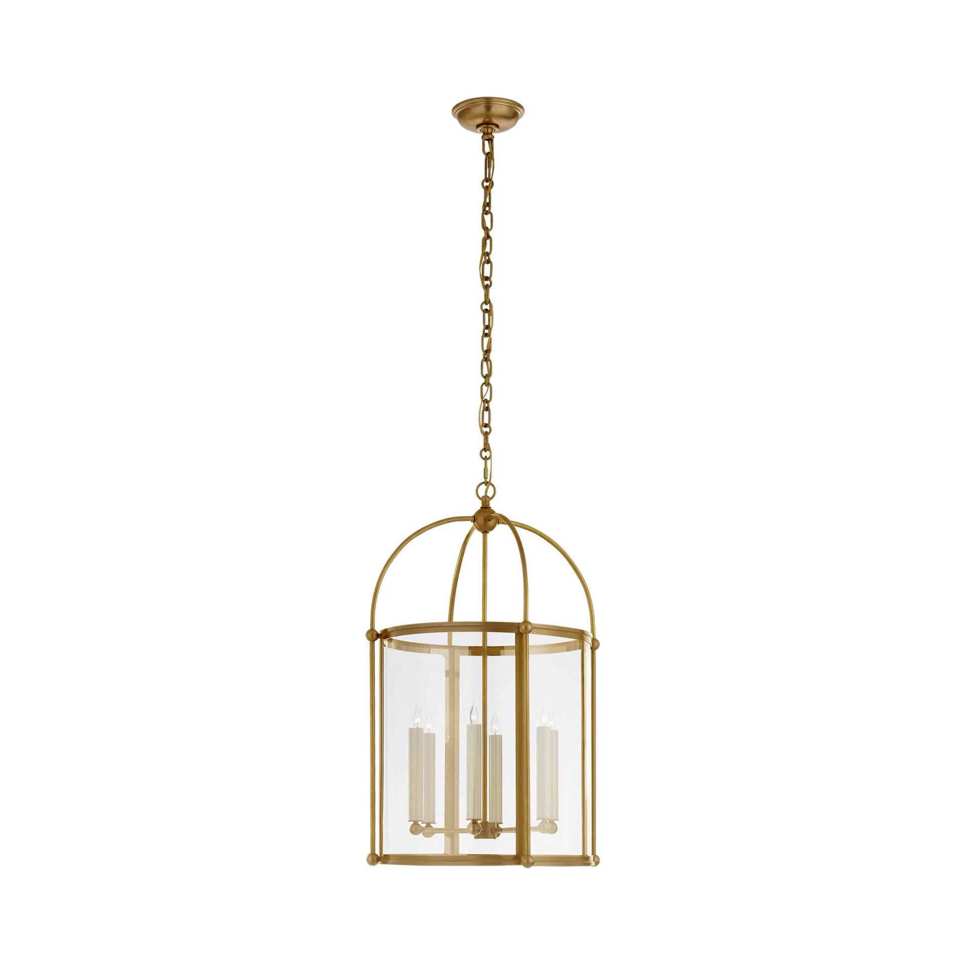 Polished Nickel Glass Indoor/Outdoor Six Light Lantern