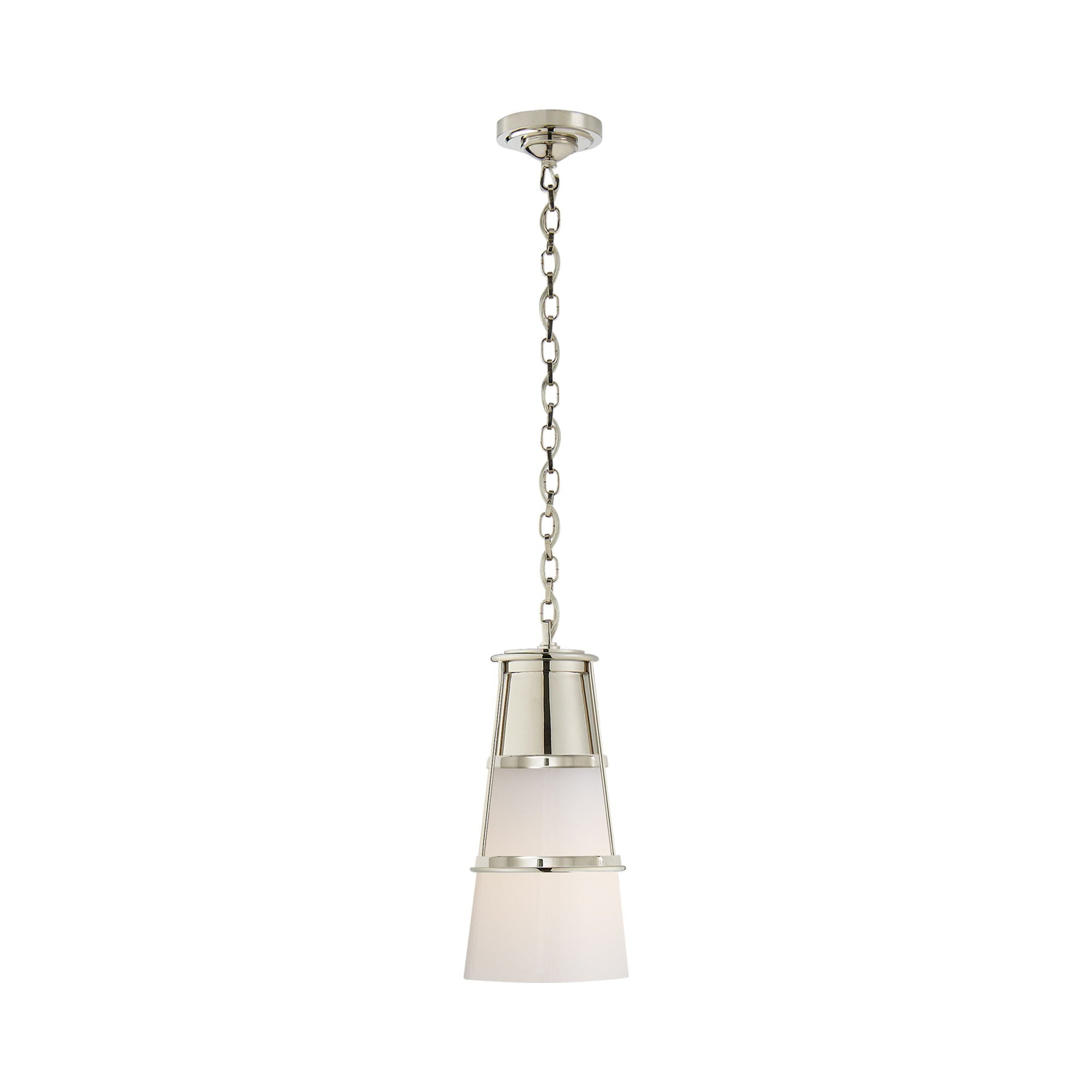 Polished Nickel and White Glass 15" Pendant Light