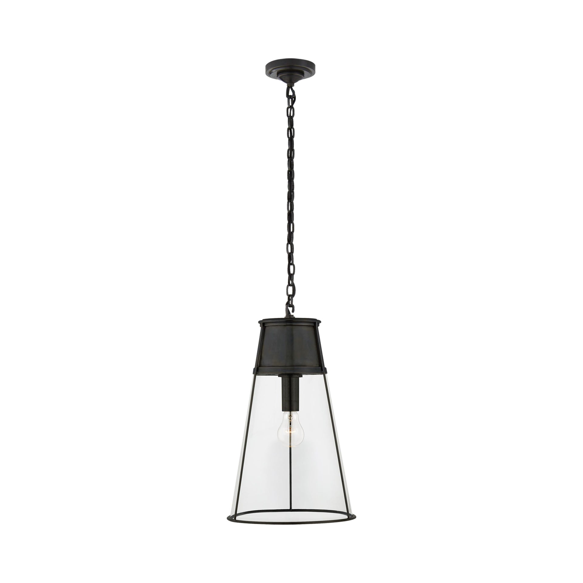 Contemporary Robinson Bronze & Clear Glass Large Pendant