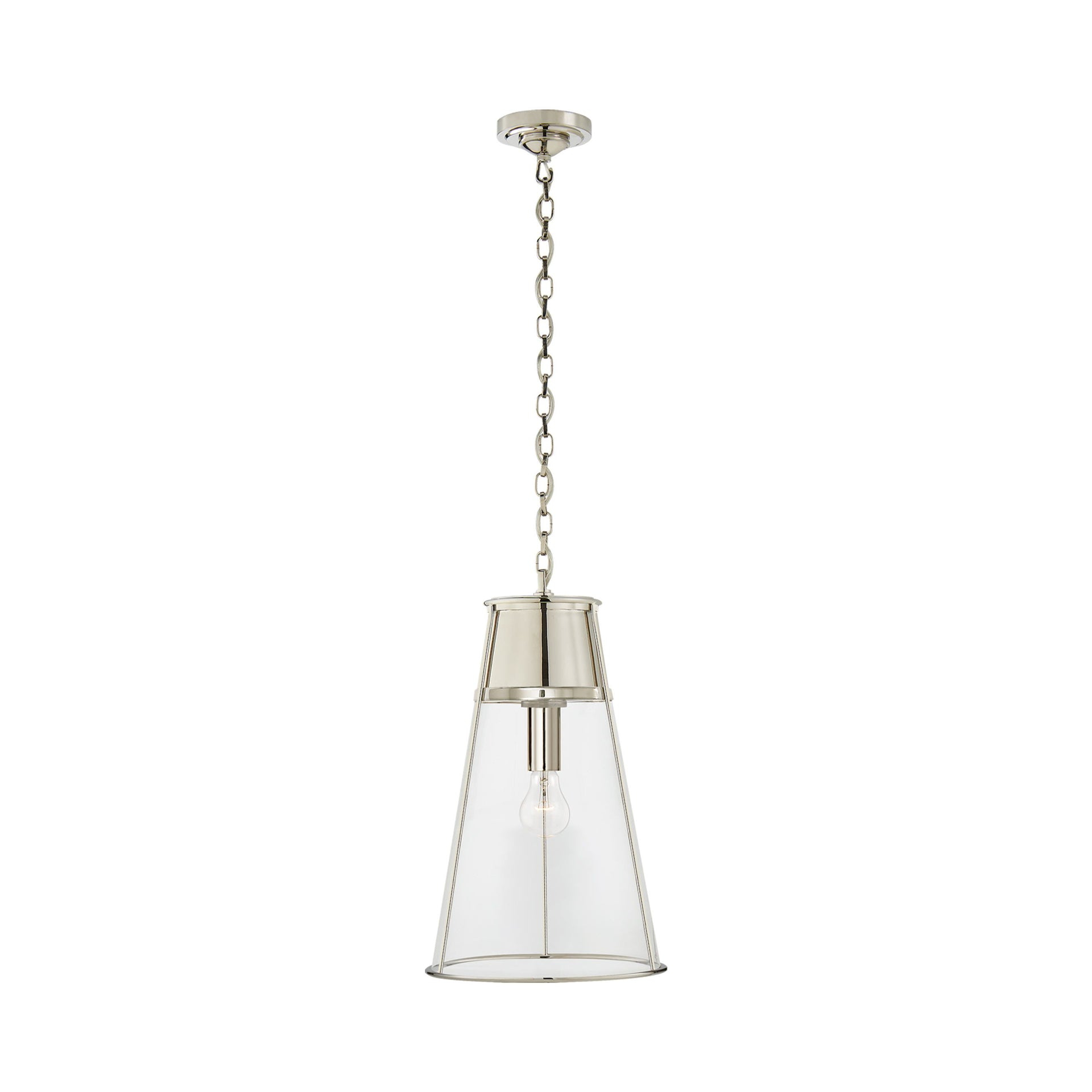 Robinson 19.5" Polished Nickel & Seeded Glass Indoor/Outdoor Pendant