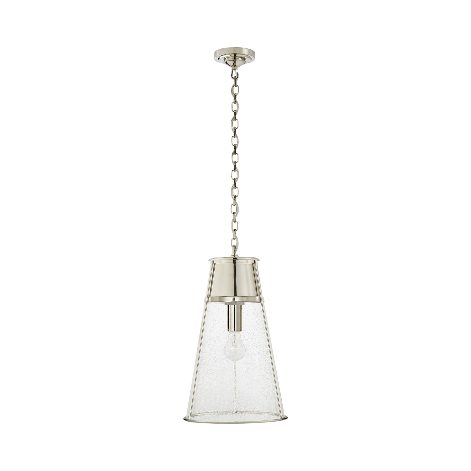 Robinson Contemporary Seeded Glass & Polished Nickel Pendant