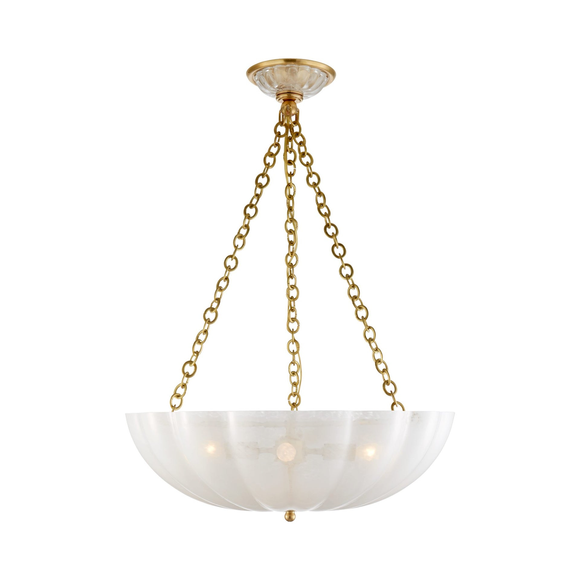 Antique Brass and Crystal 4-Light Candle Chandelier