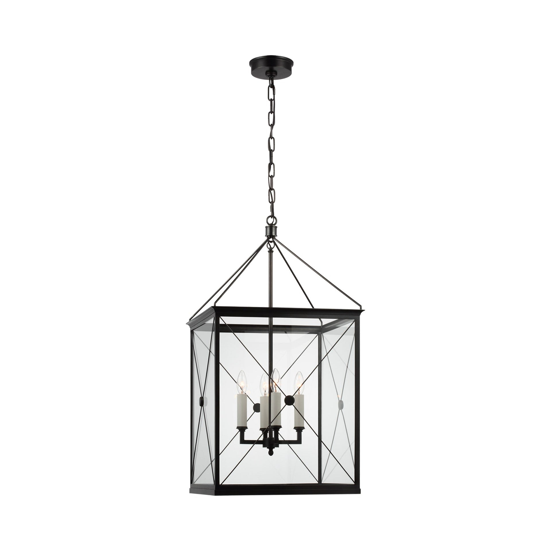 Rossi 33.5'' Bronze and Polished Nickel LED Pendant Light with Glass Accents