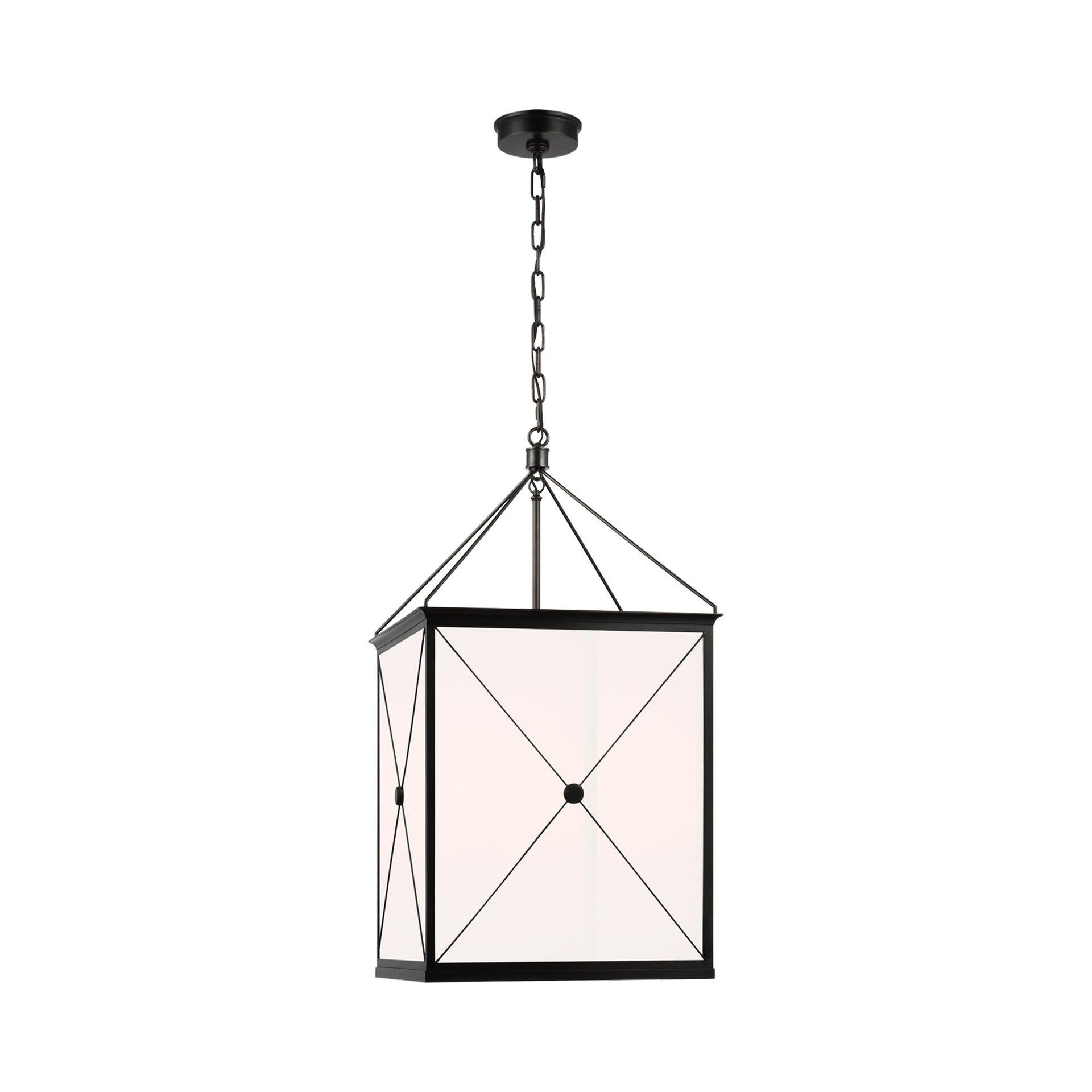 Rossi 33.5" Modern Bronze LED Pendant Light with Glass Panels