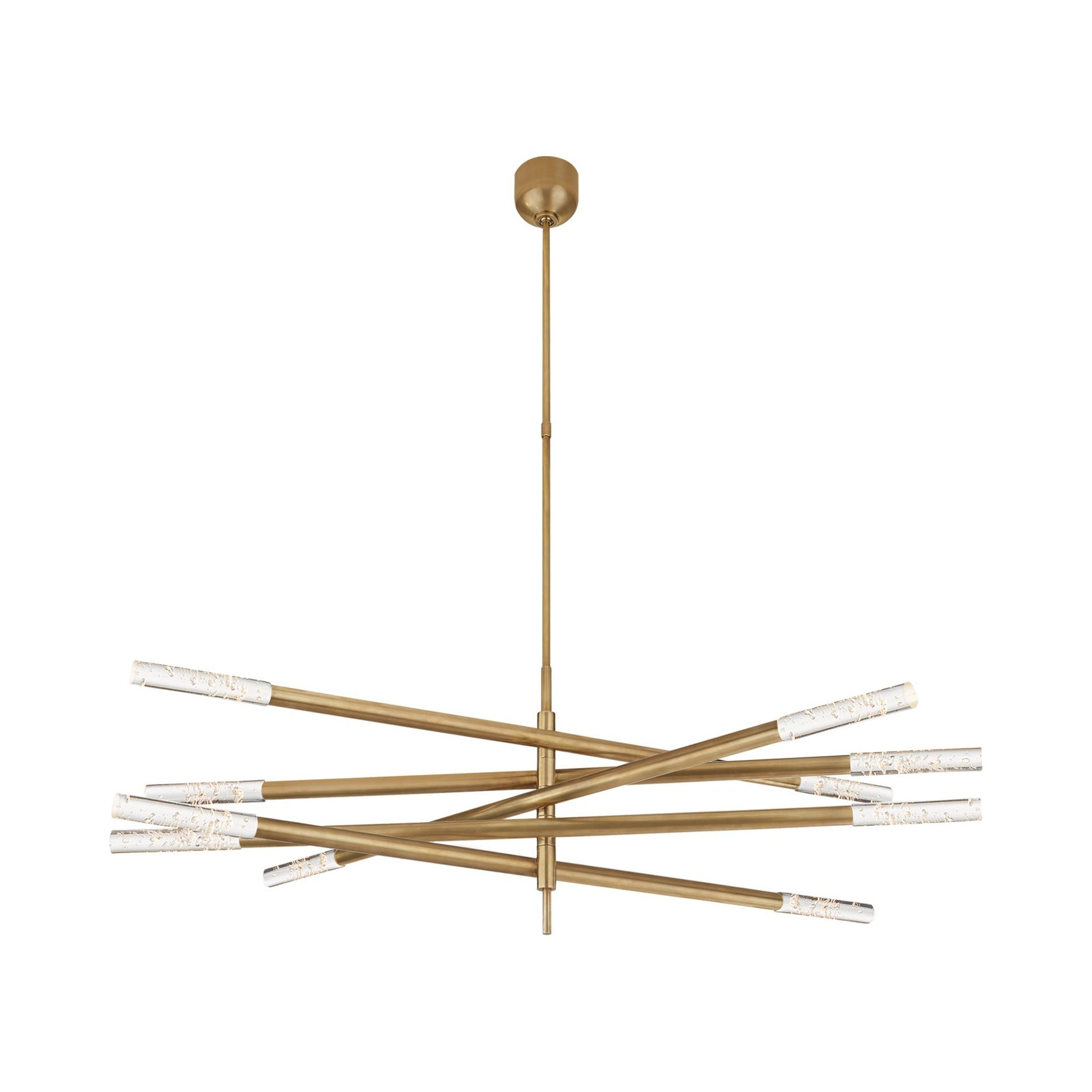 Antique Brass and Seeded Glass 10-Light LED Chandelier