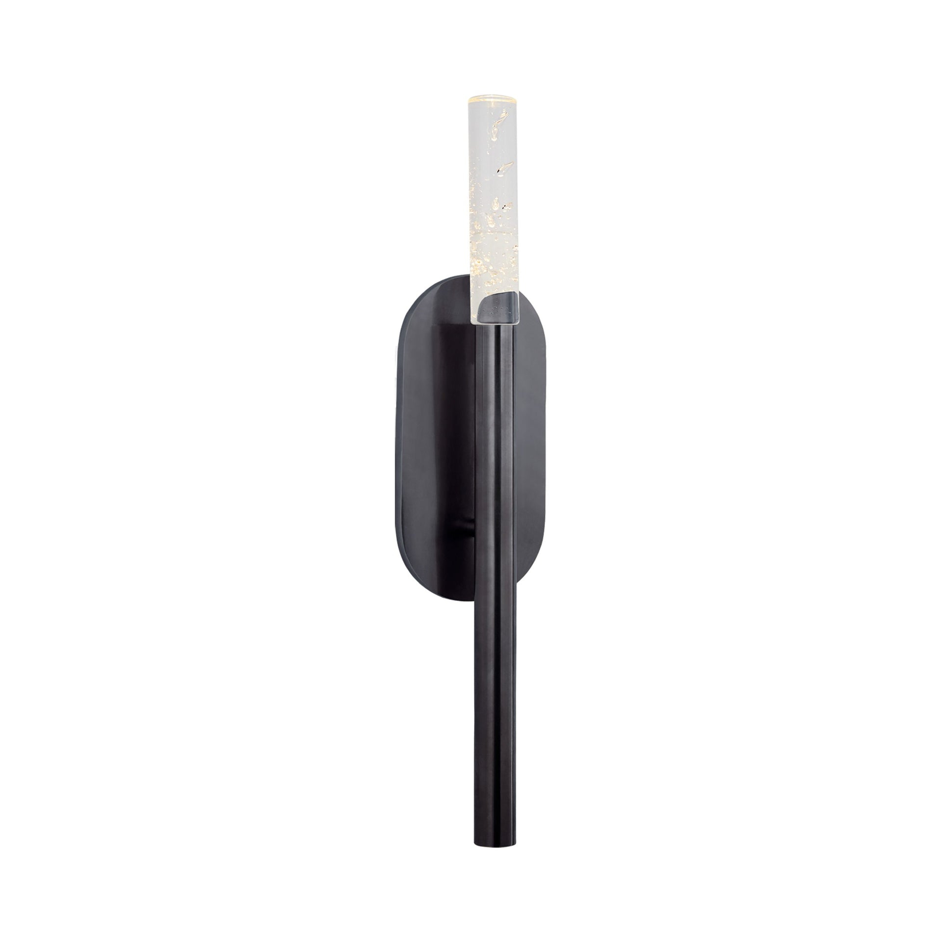 20" Slim Bronze & Black LED Outdoor Bath Sconce with Seeded Glass