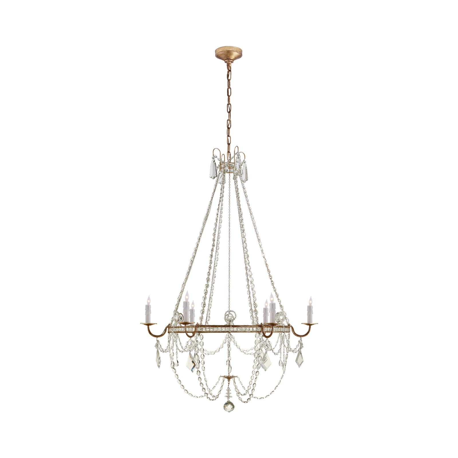 Sharon 6-Light Gilded Iron Crystal Candle Chandelier