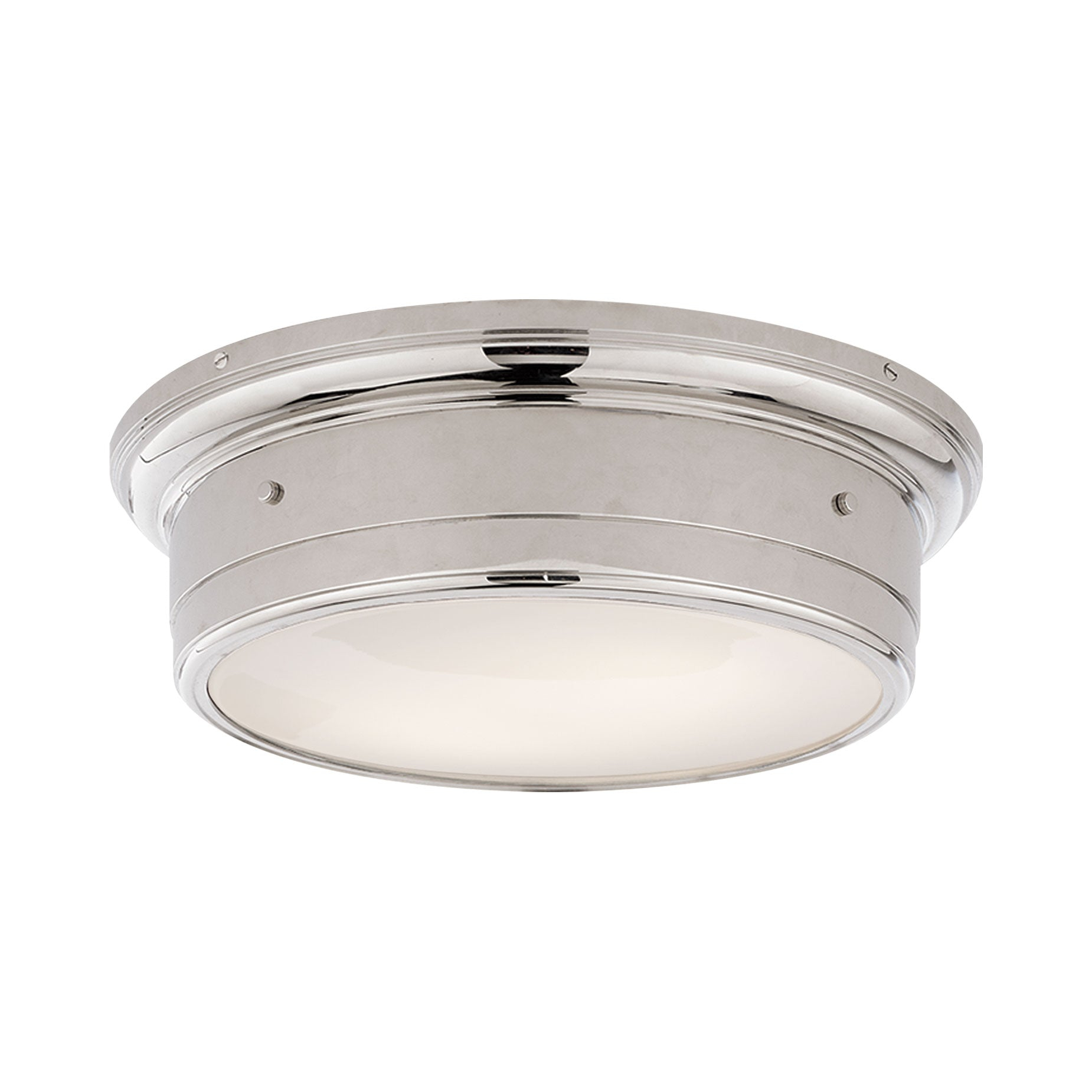Siena Chrome Finish Riveted Round Ceiling Light with White Glass