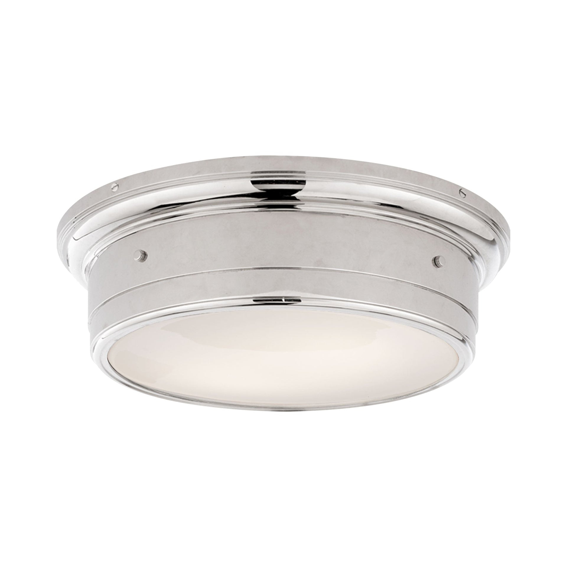 Siena Rivet-Detailed Polished Nickel & Glass Ceiling Light