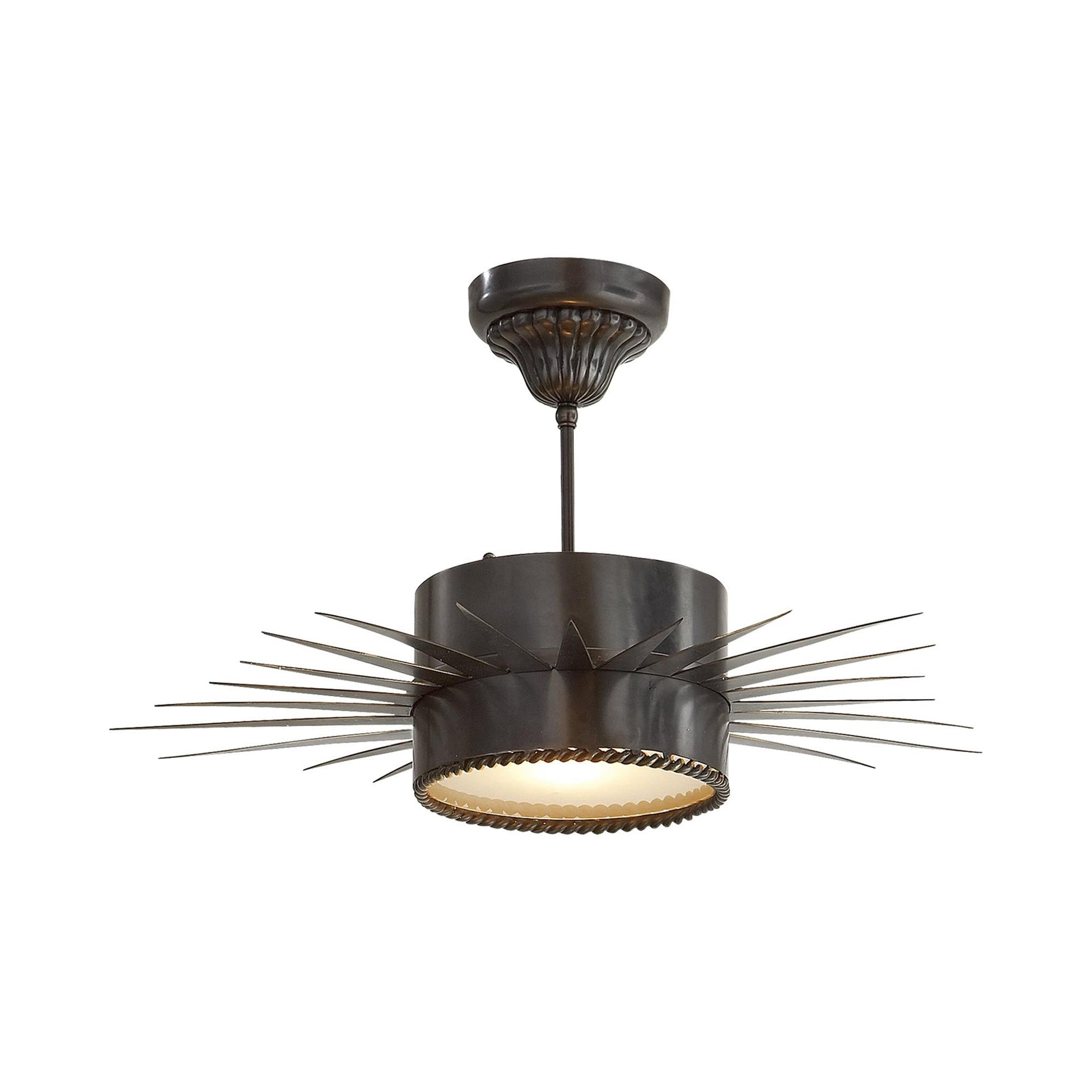 Soleil Bronze Drum Semi-Flush Ceiling Light with Galactic Accents