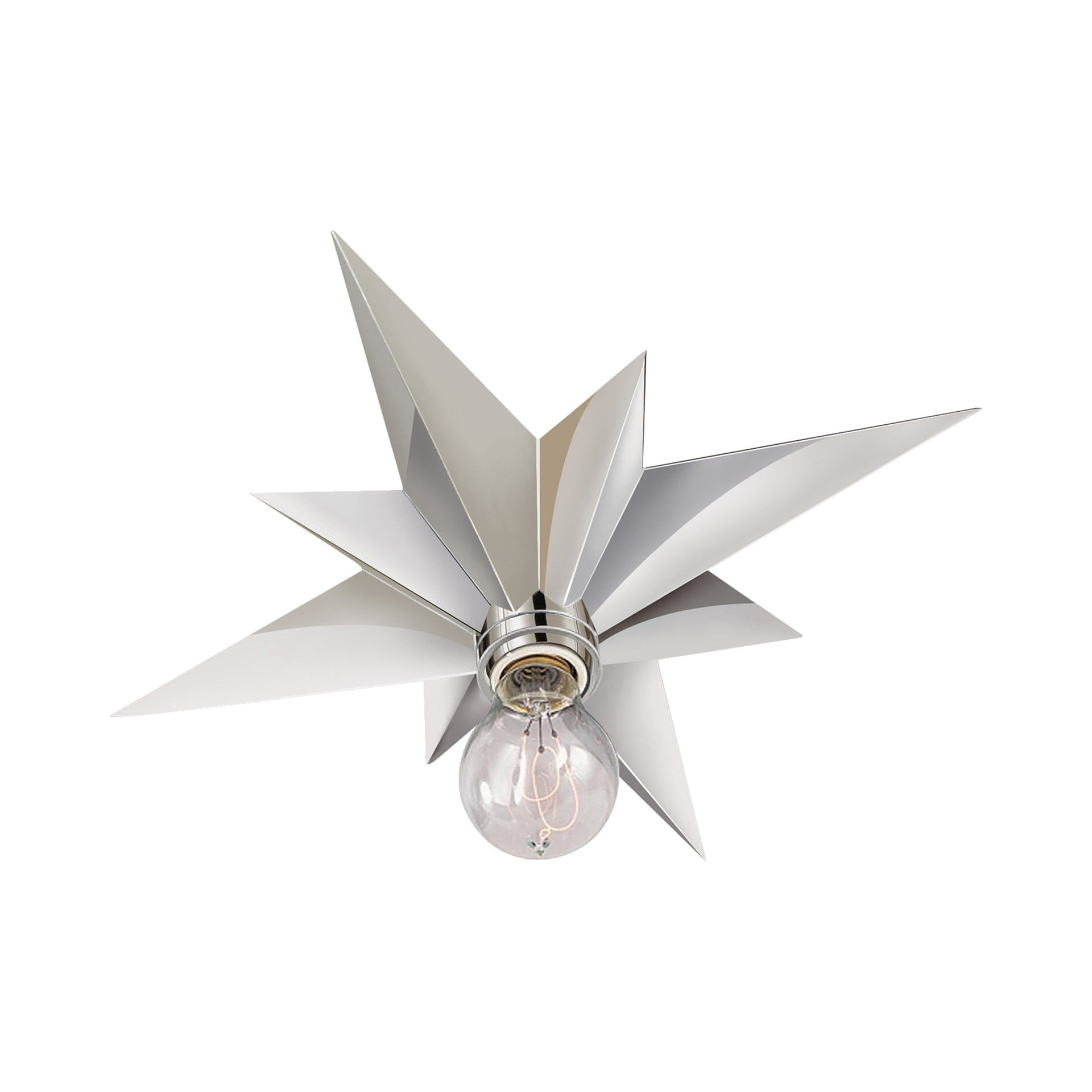 Stellar Reflection Polished Nickel & Crystal Star Flush Mount Light