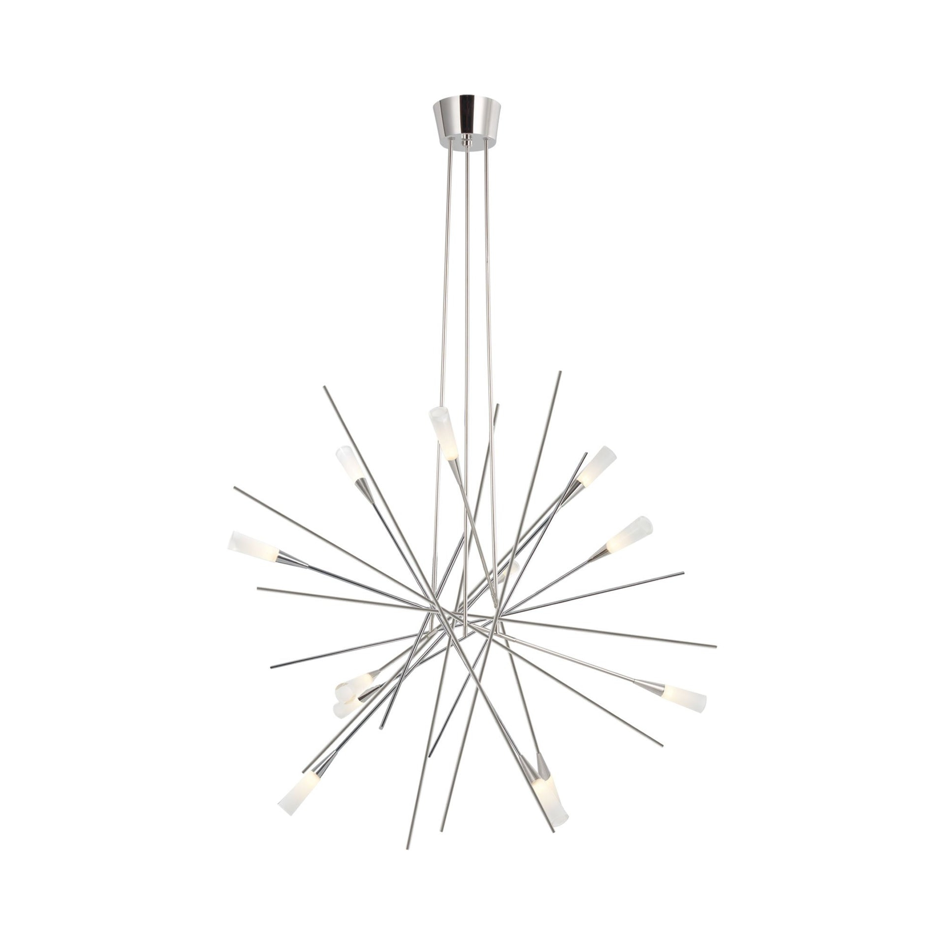 Stellar Polished Nickel & Crystal Sputnik Chandelier 31.5"