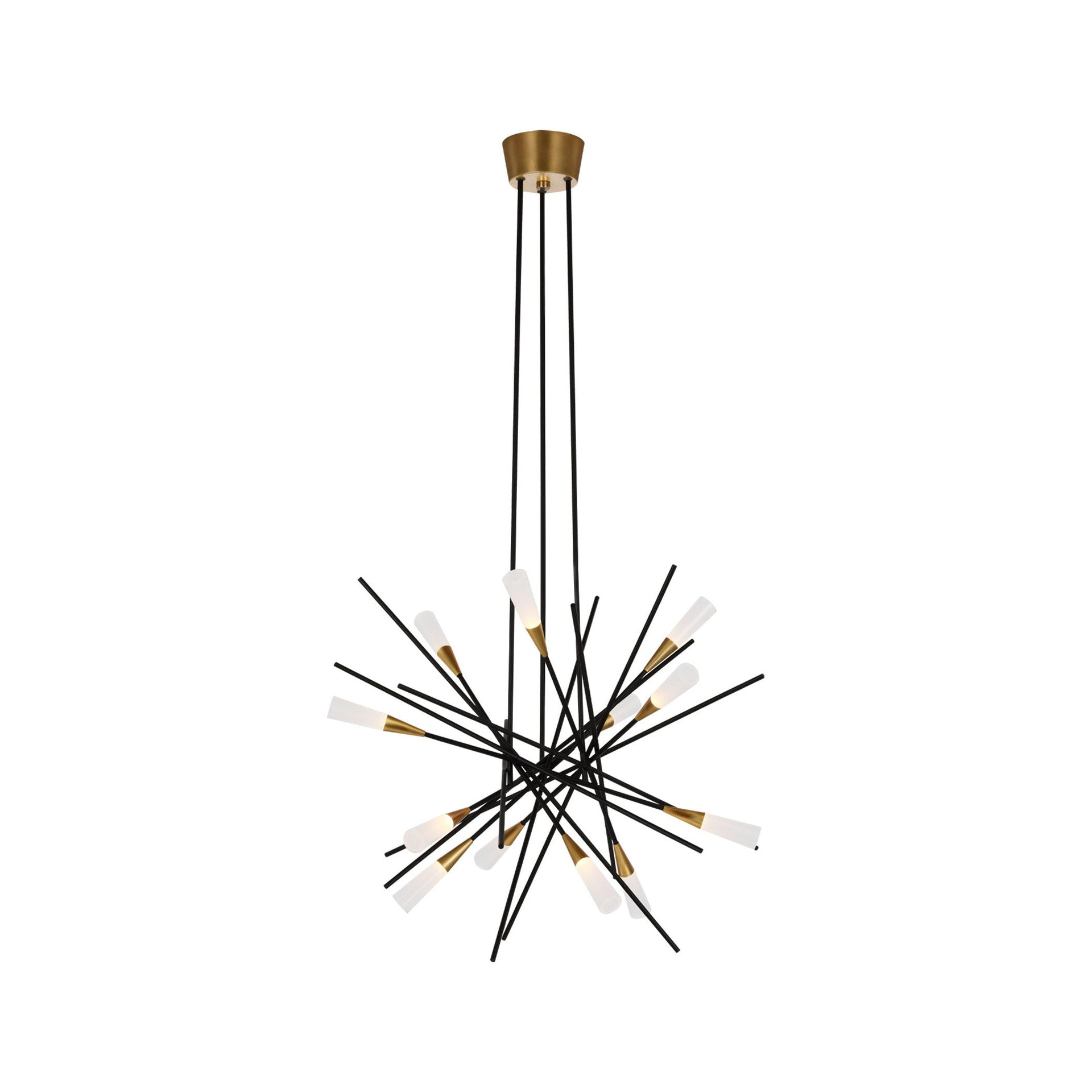Stellar 12-Light Matte Black and Brass LED Chandelier