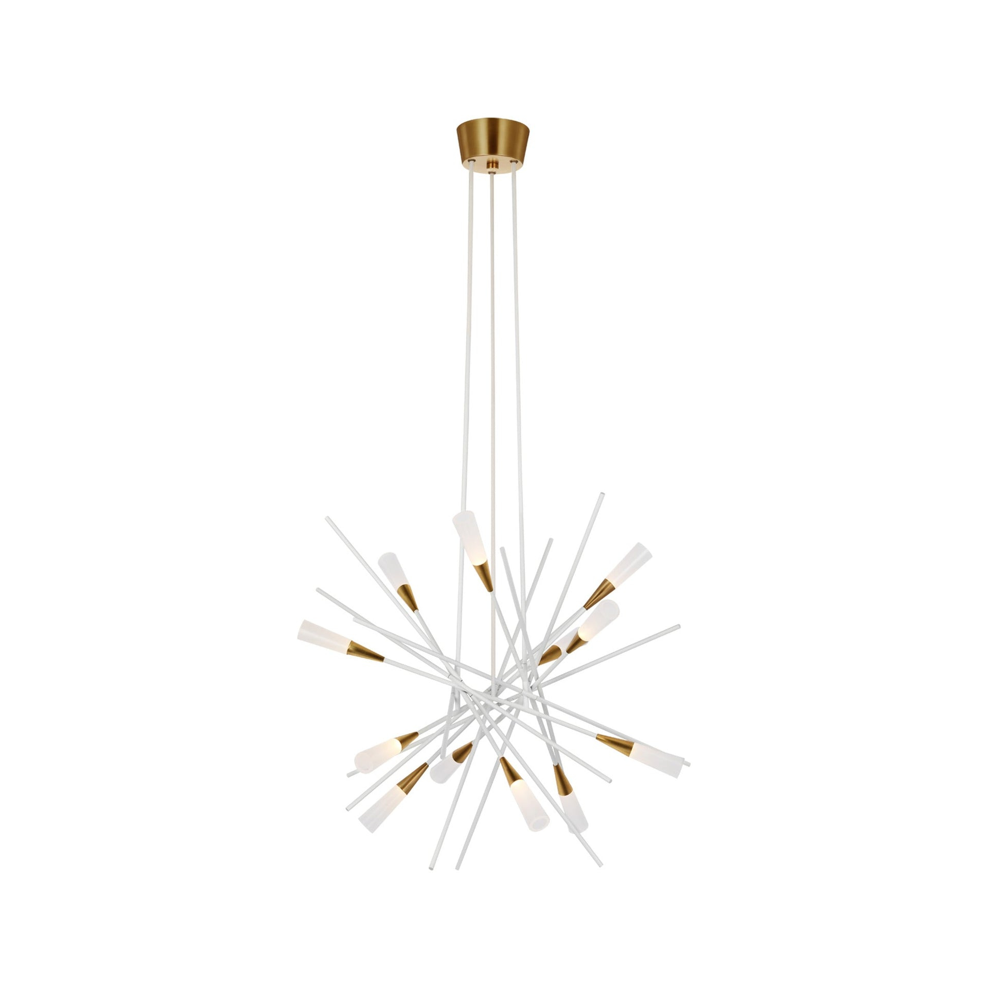 Stellar Matte White and Brass 12-Light LED Chandelier