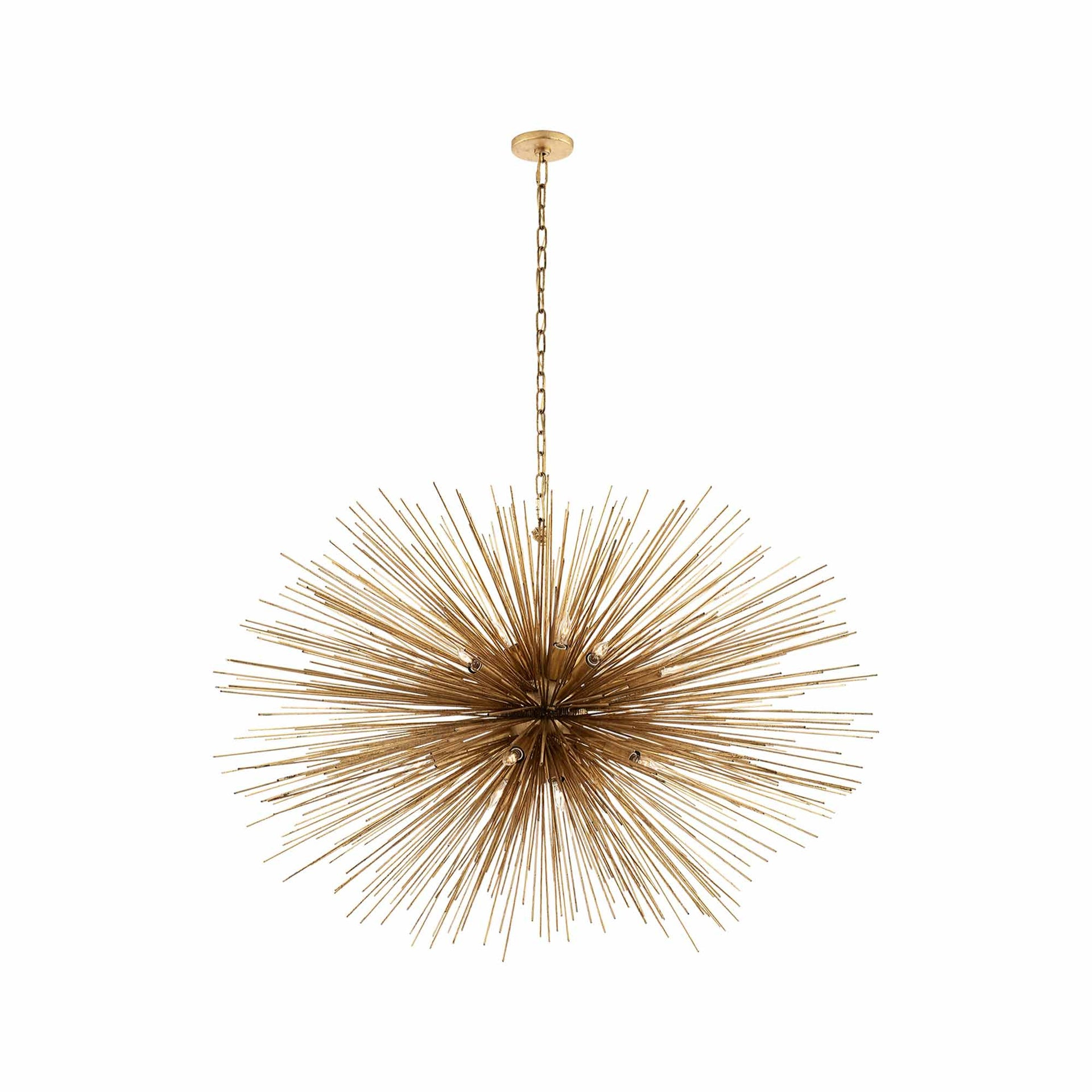 Gold 36" Oval Chandelier with Thin Metal Rods