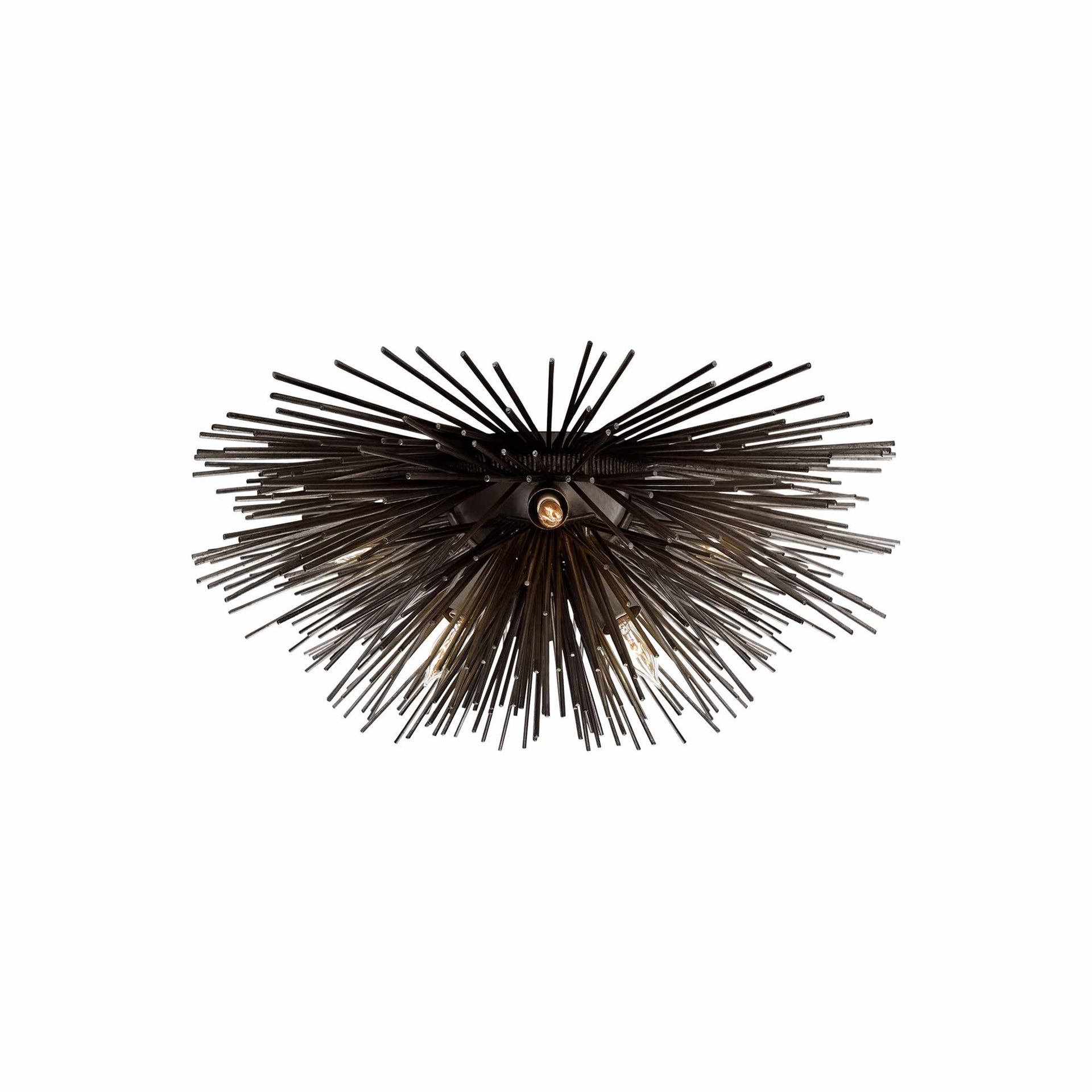 Strada Aged Iron Crystal Burst 6-Light Indoor/Outdoor Flush Mount