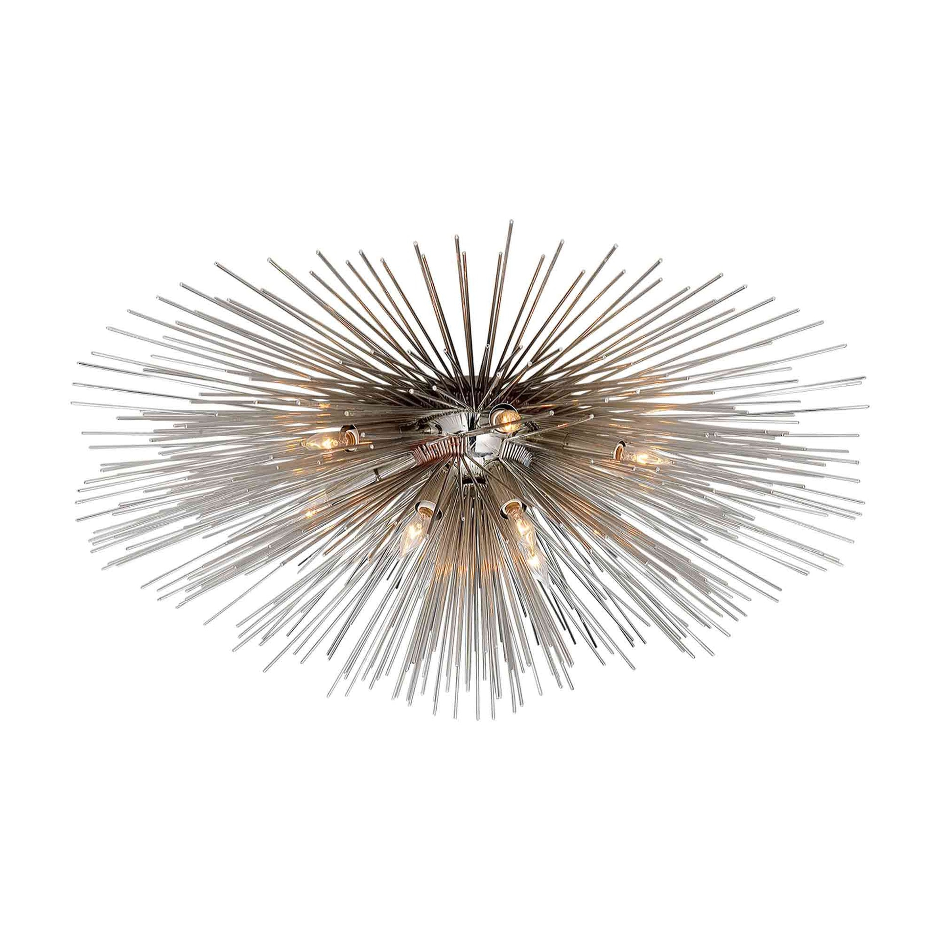 Strada 40" Polished Nickel Crystal Flush Mount Light