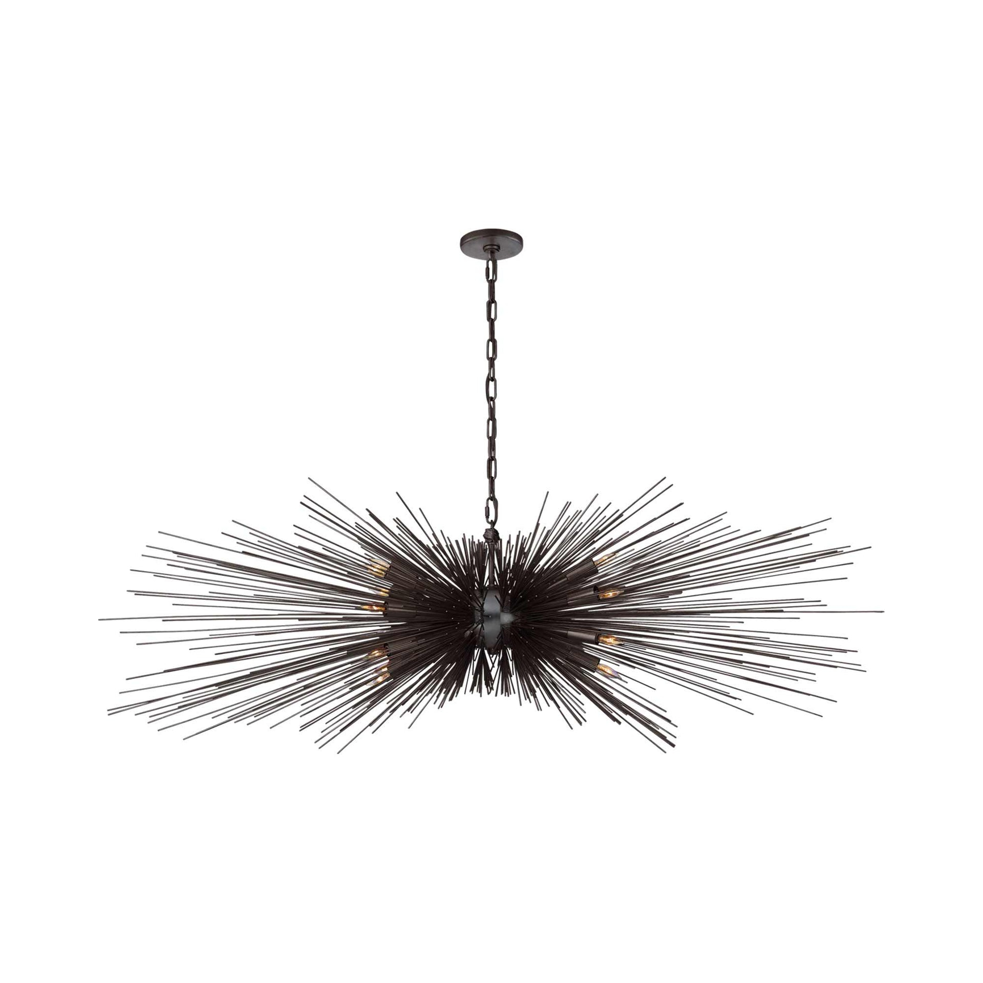 Aged Iron 60" Linear Chandelier with Metal Spikes