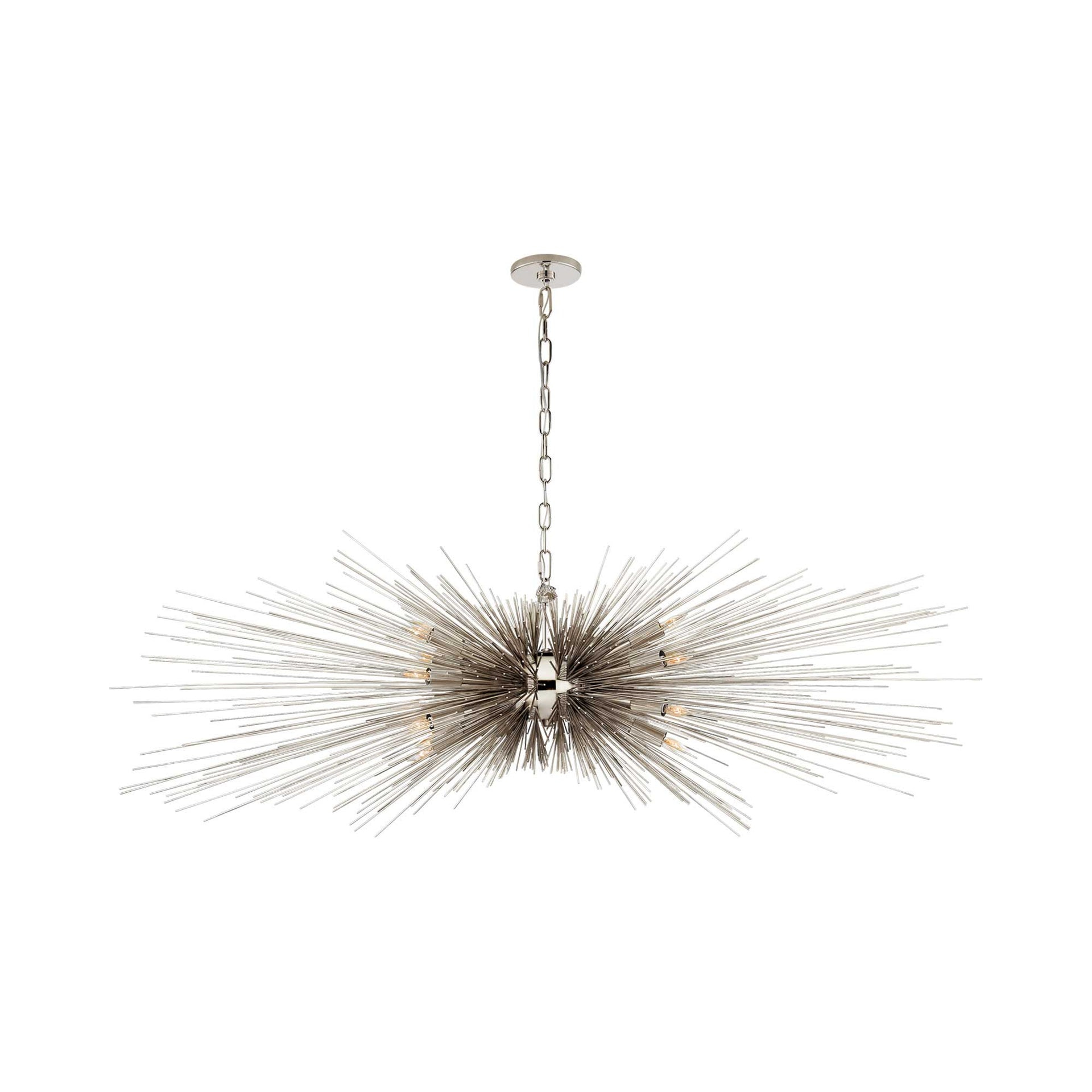 Strada Polished Nickel 60" Crystal Burst Linear Chandelier