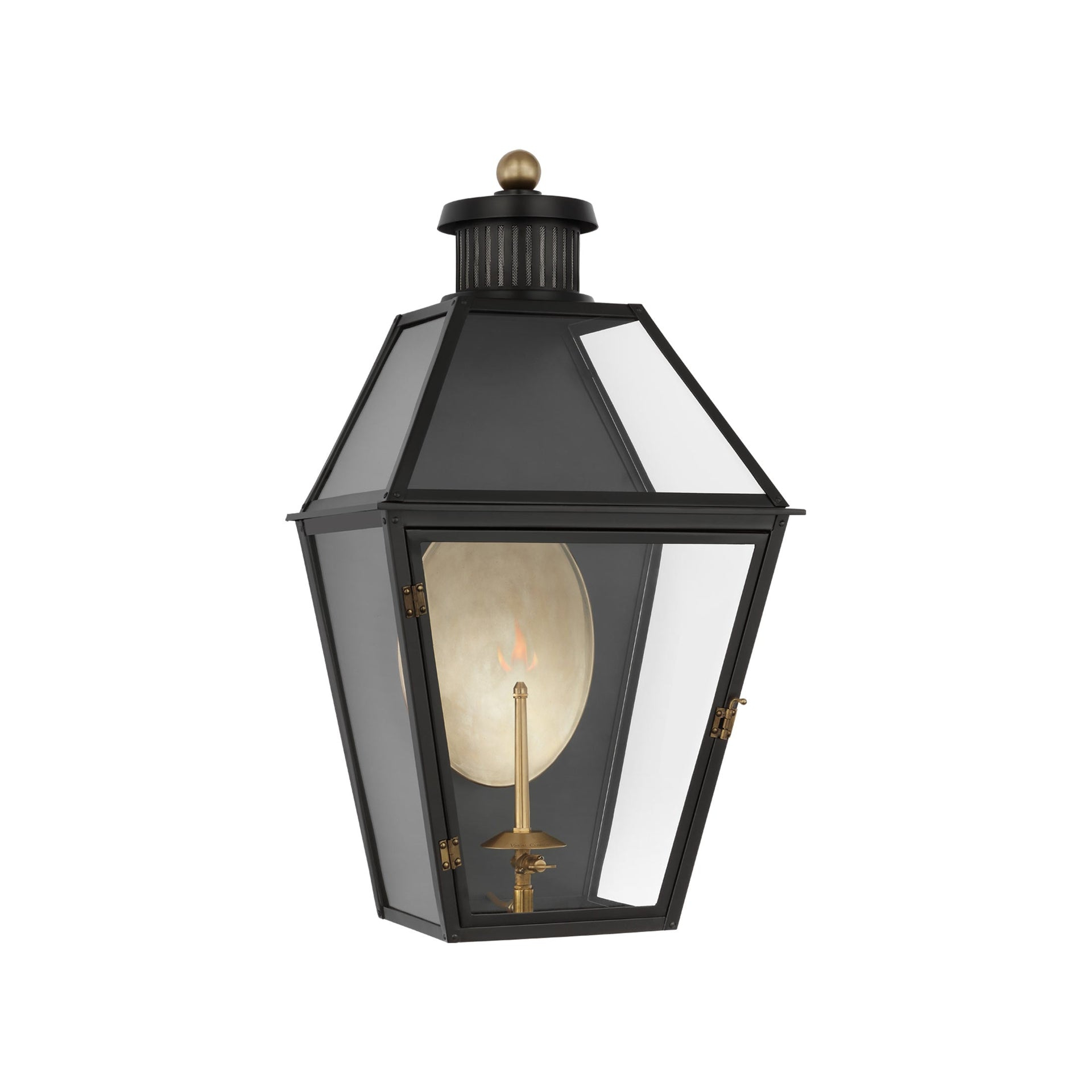 Matte Black Gas Outdoor Wall Lantern with Clear Glass