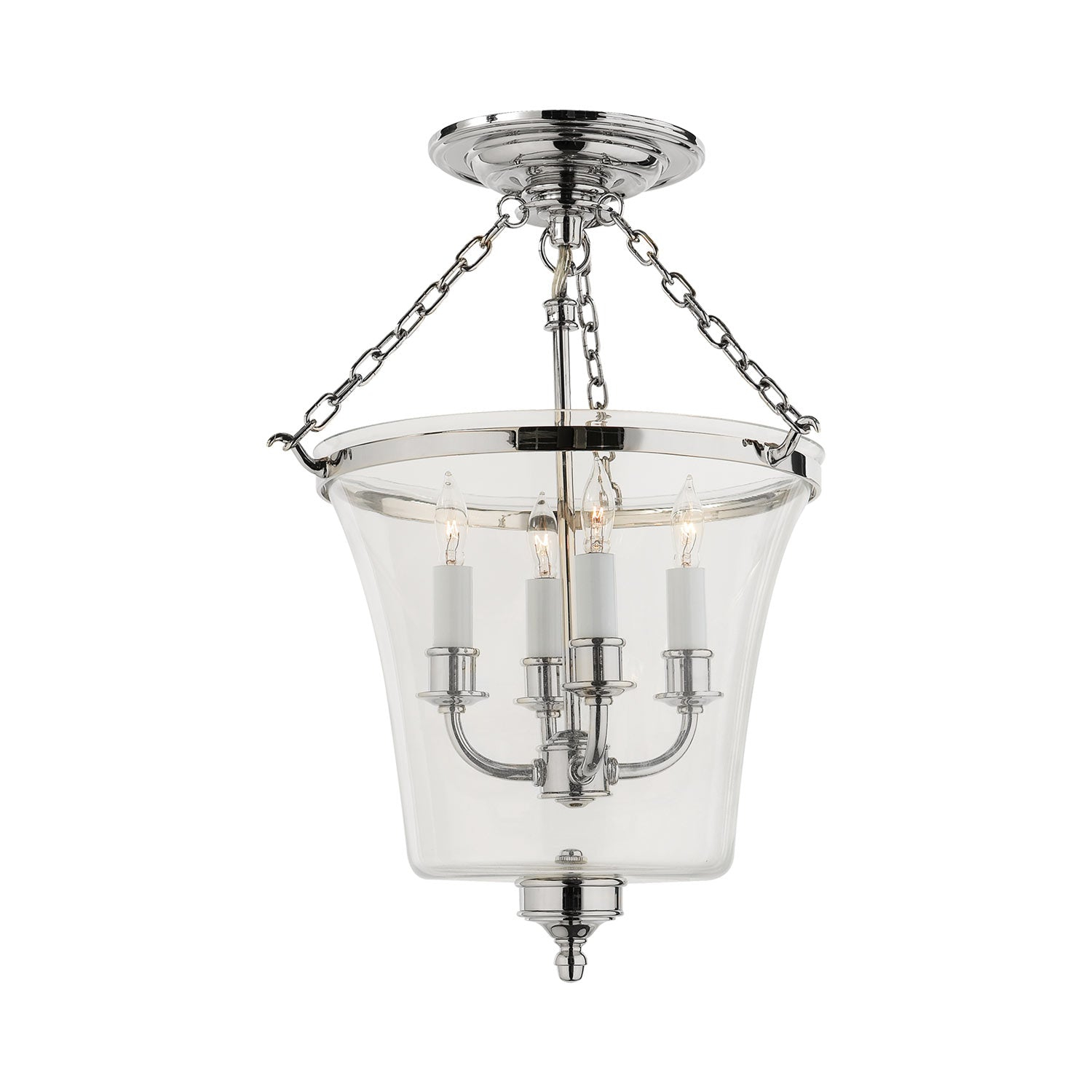 Elegant 18" Polished Nickel Bell Jar Semi-Flush Light
