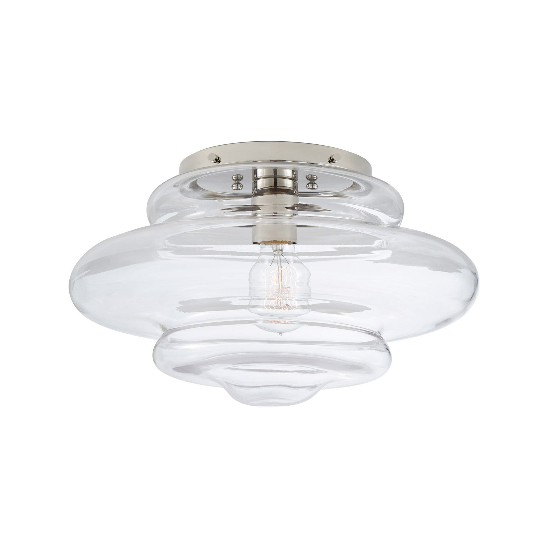 Sleek Tableau Polished Nickel 8.75'' Flush Mount Ceiling Light with Clear Glass