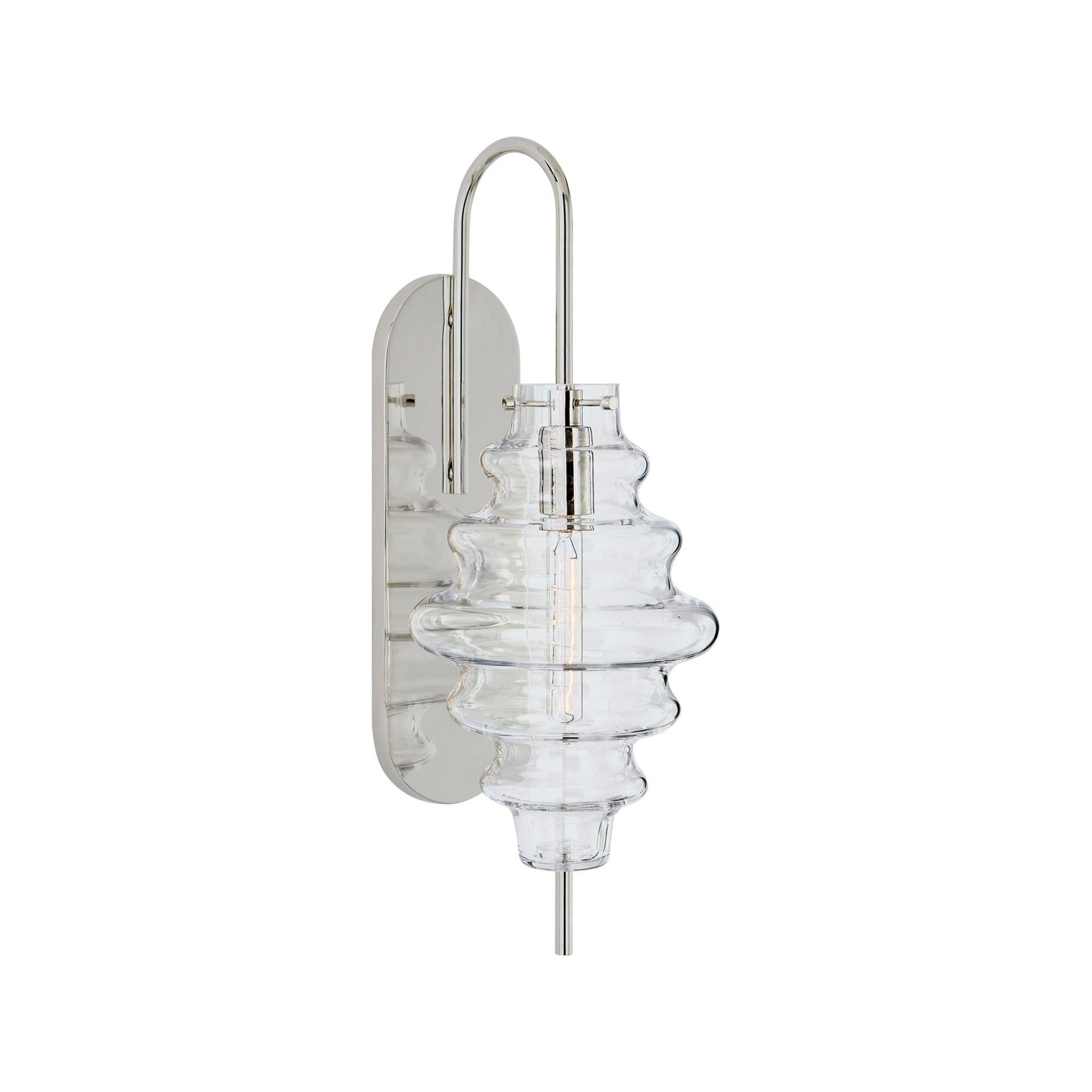 Elegant Polished Nickel 17.5" Direct Wired Wall Sconce with Clear Glass Shade