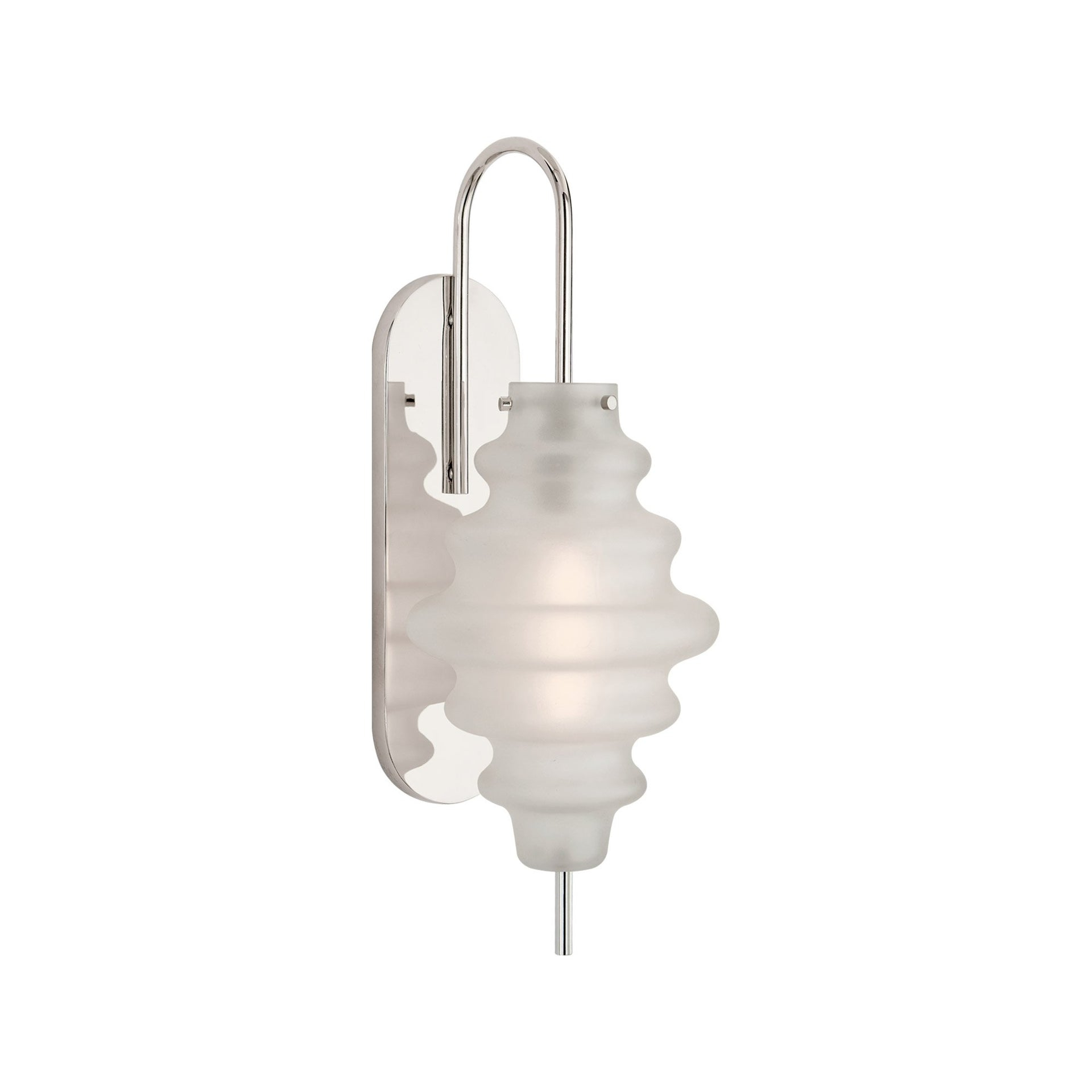 Keyless Polished Nickel Sconce with Volcanic Glass Shade