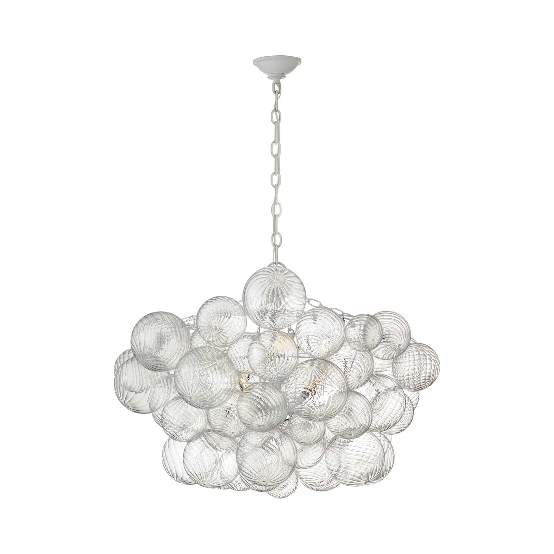 Talia Plaster White and Clear Glass 8-Light Chandelier