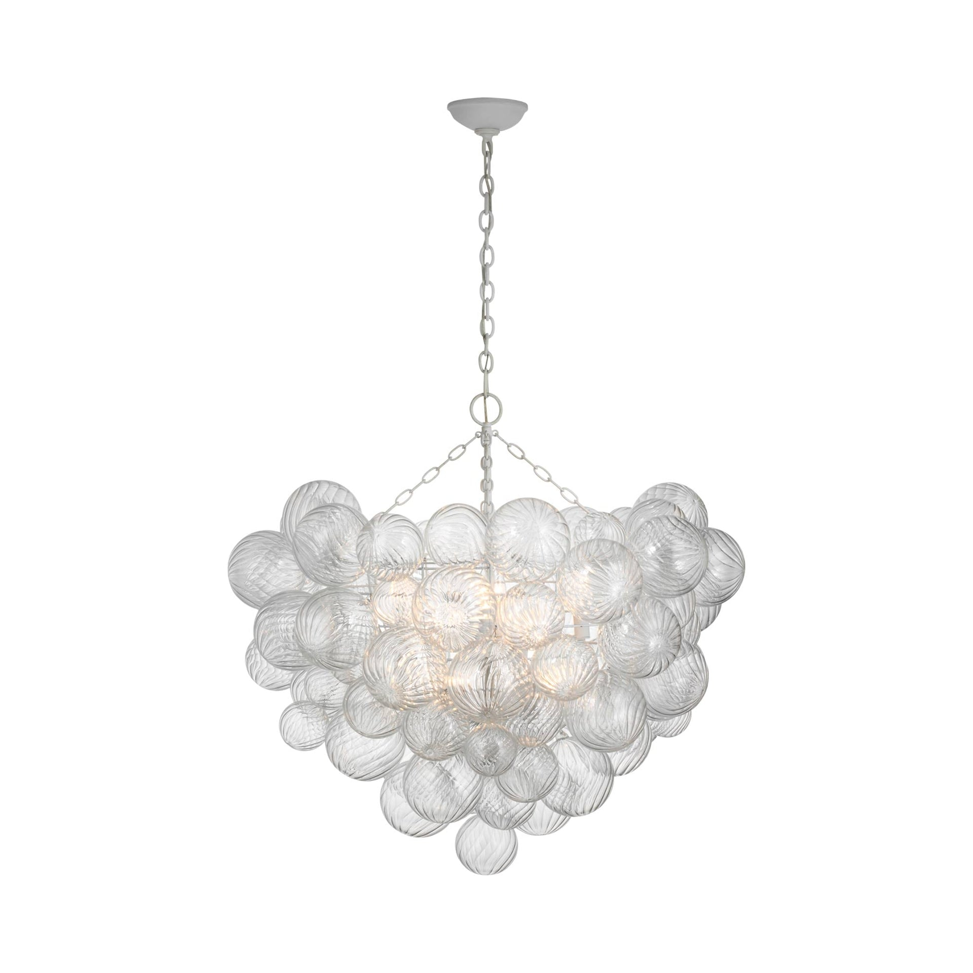 Talia Plaster White 12-Light Glass and Steel Chandelier