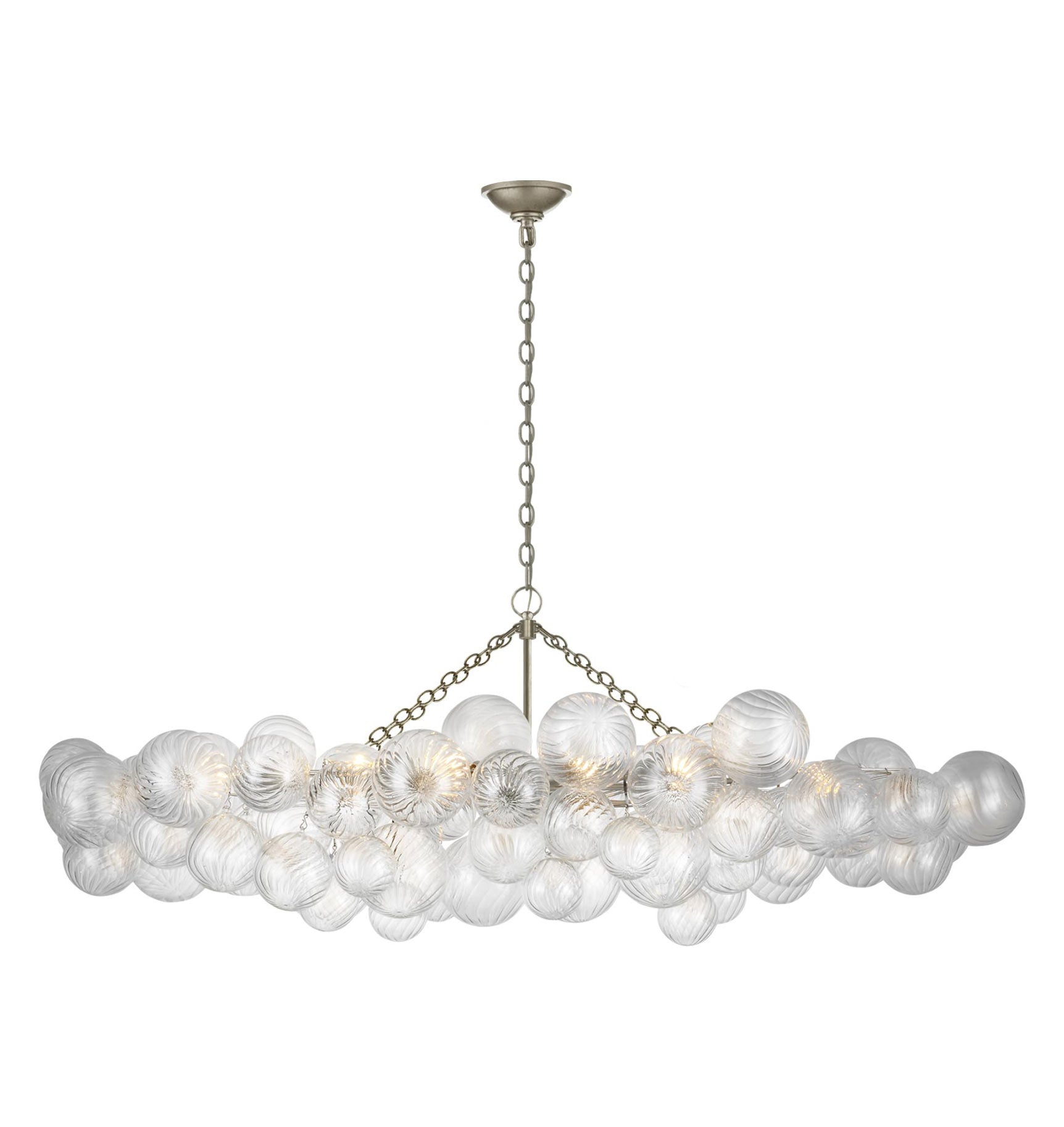 Talia 63" Burnished Silver Leaf Glass Linear Chandelier