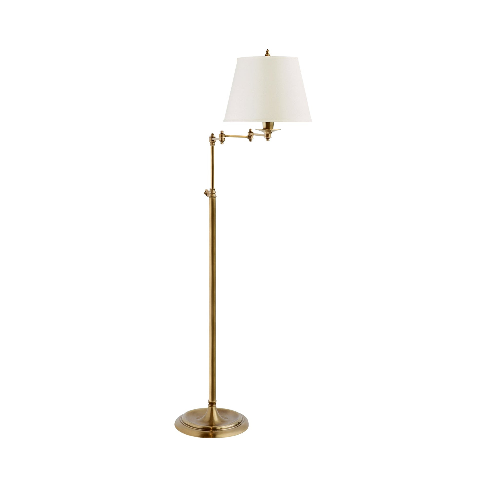Adjustable Height Linen Shade Triple Swing-Arm Floor Lamp