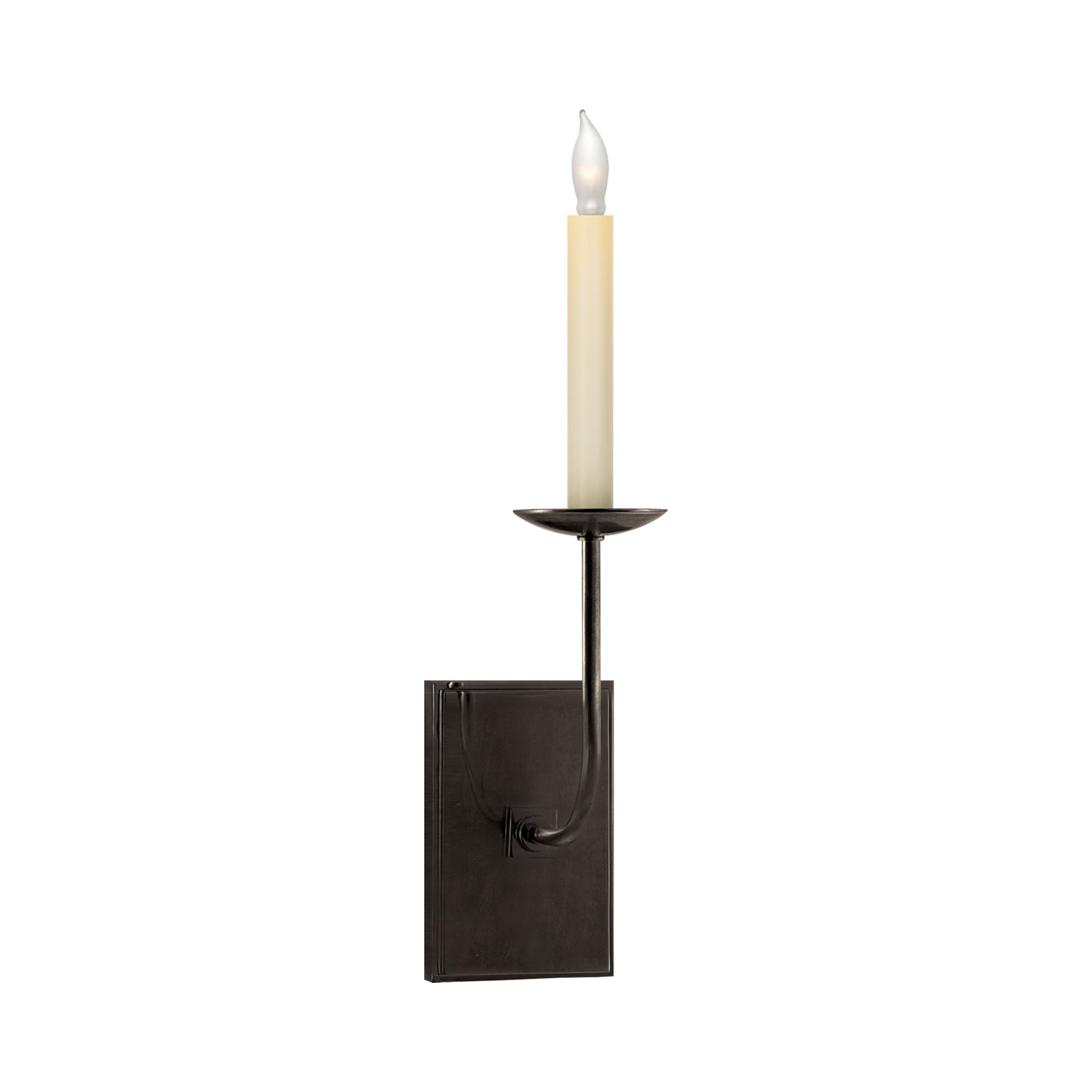 Elegant Bronze and Black 18" Candlestick Wall Sconce