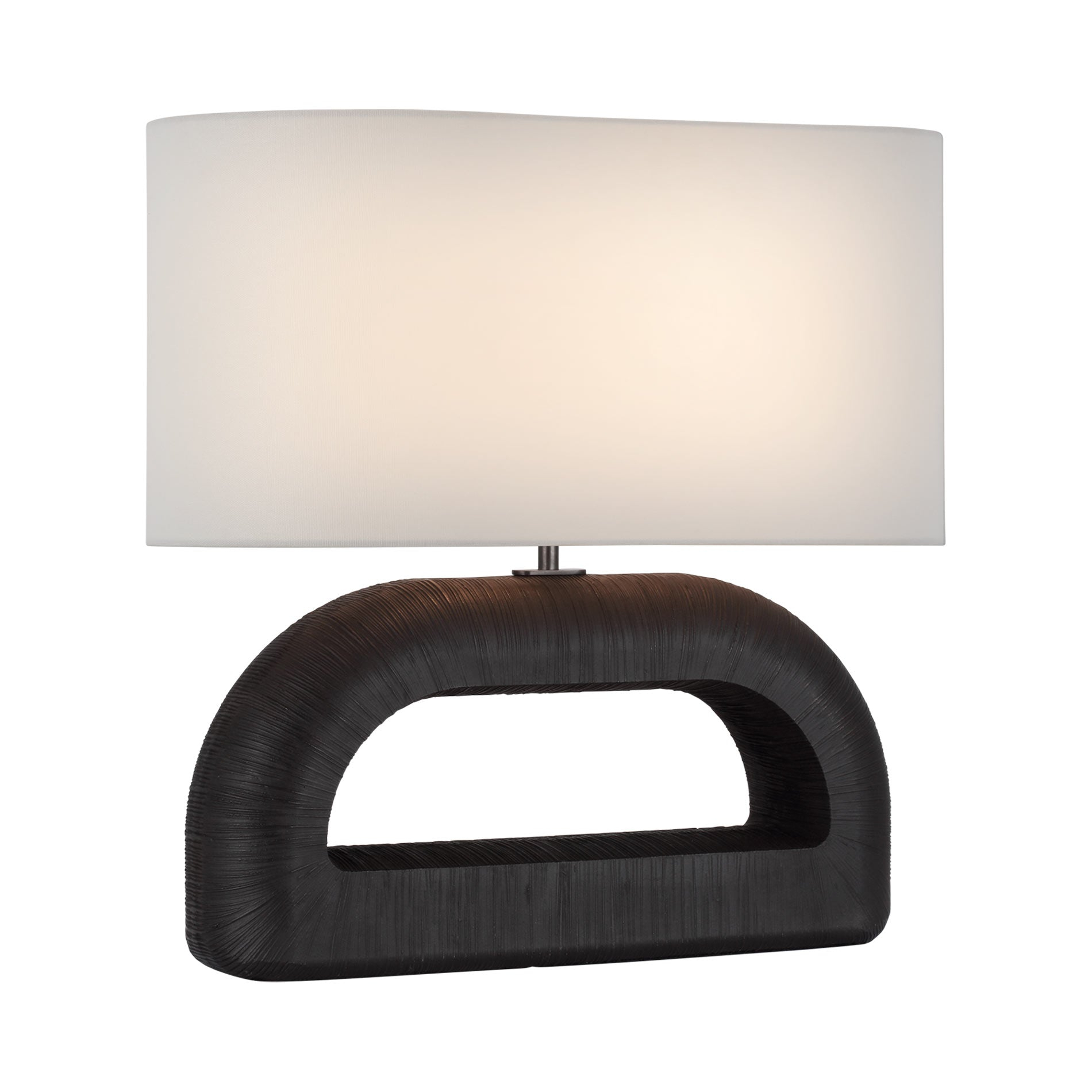Cordless Aged Iron Edison Console Lamp with Linen Shade