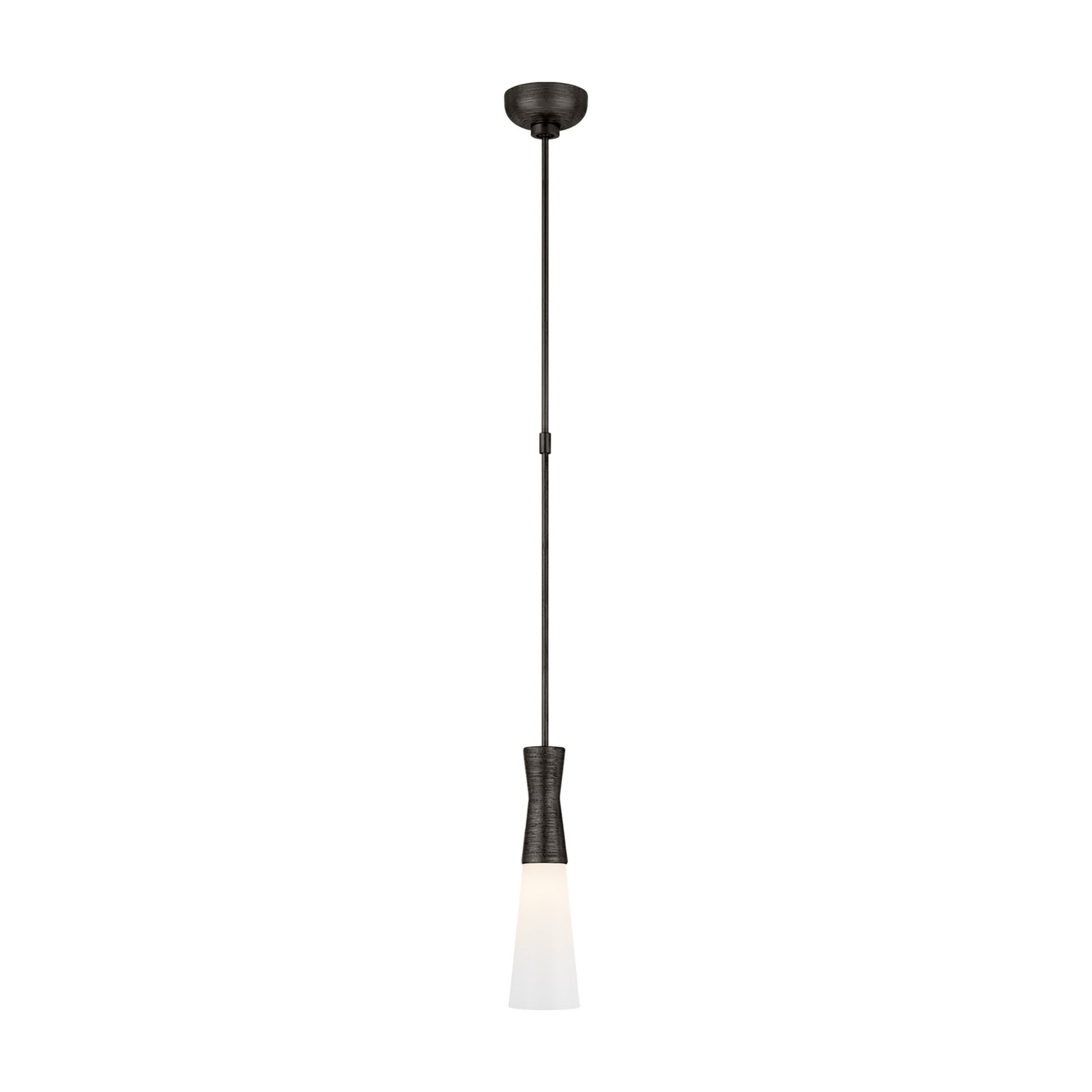 Utopia Aged Iron Hourglass Small Pendant with Glass Shade