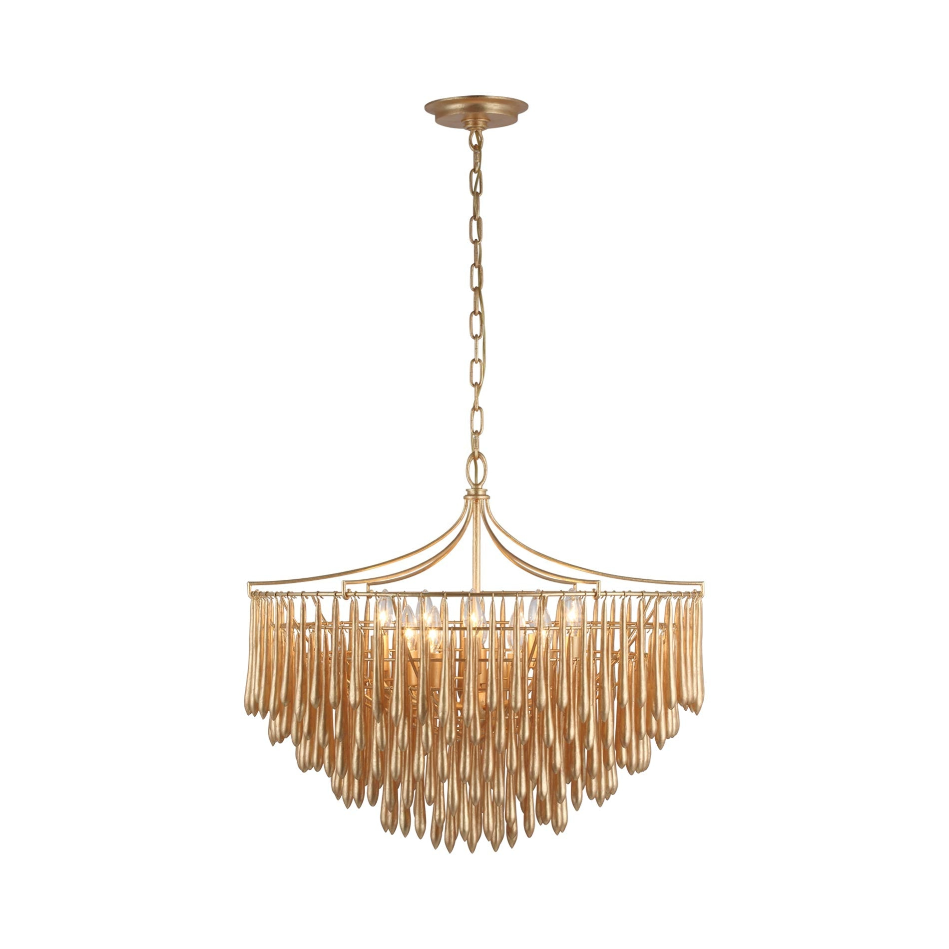 Antique Gold Leaf Crystal Candle Chandelier